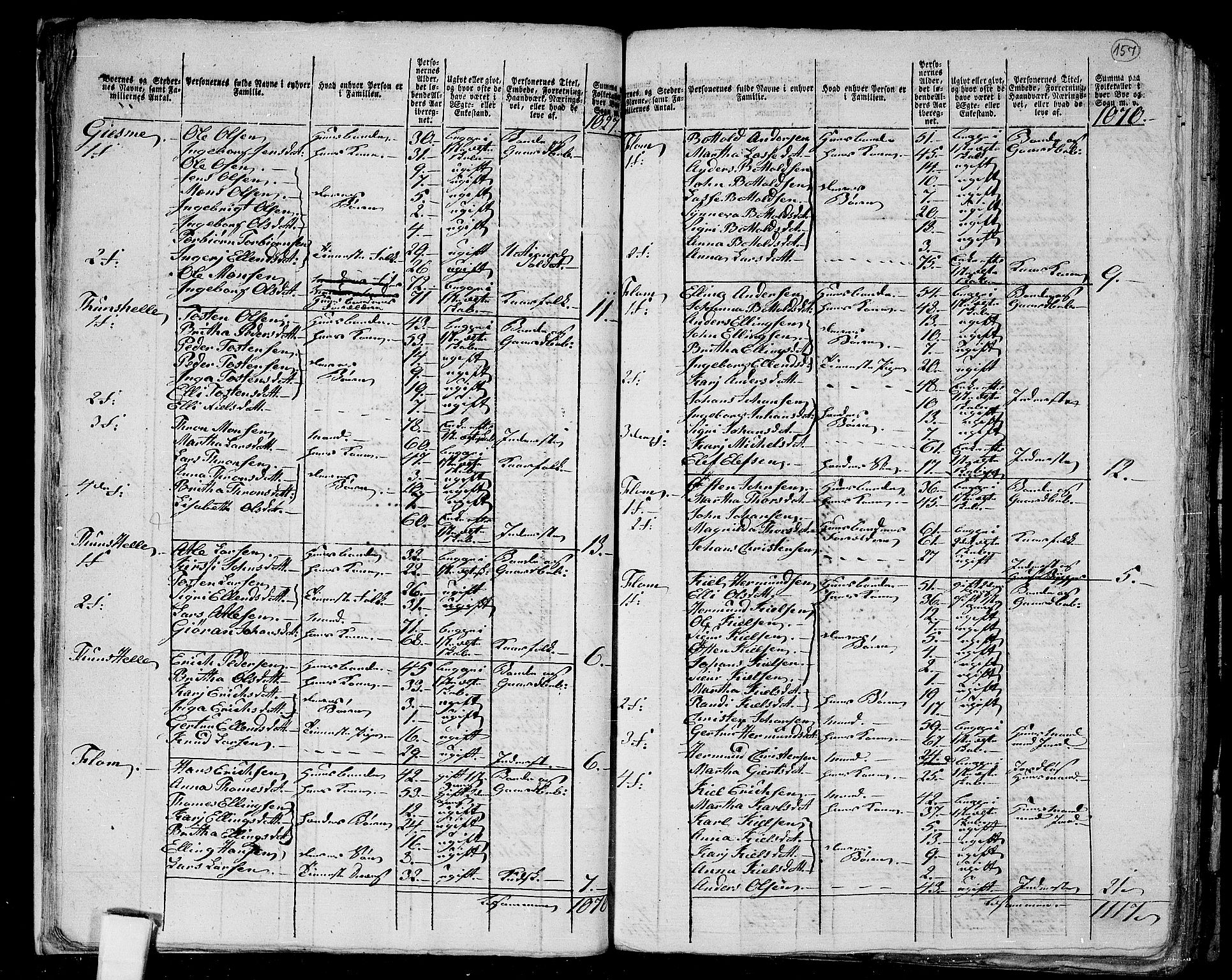 RA, Folketelling 1801 for 1421P Aurland prestegjeld, 1801, s. 156b-157a