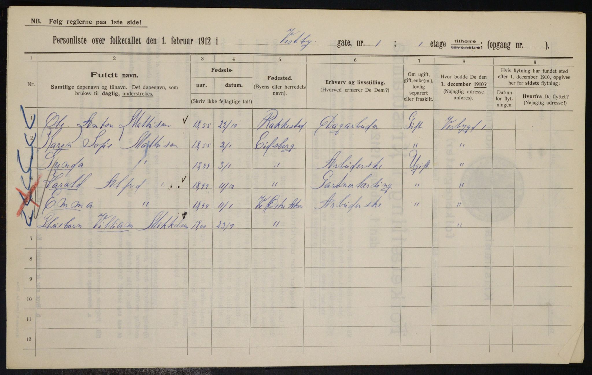 OBA, Kommunal folketelling 1.2.1912 for Kristiania, 1912, s. 122255