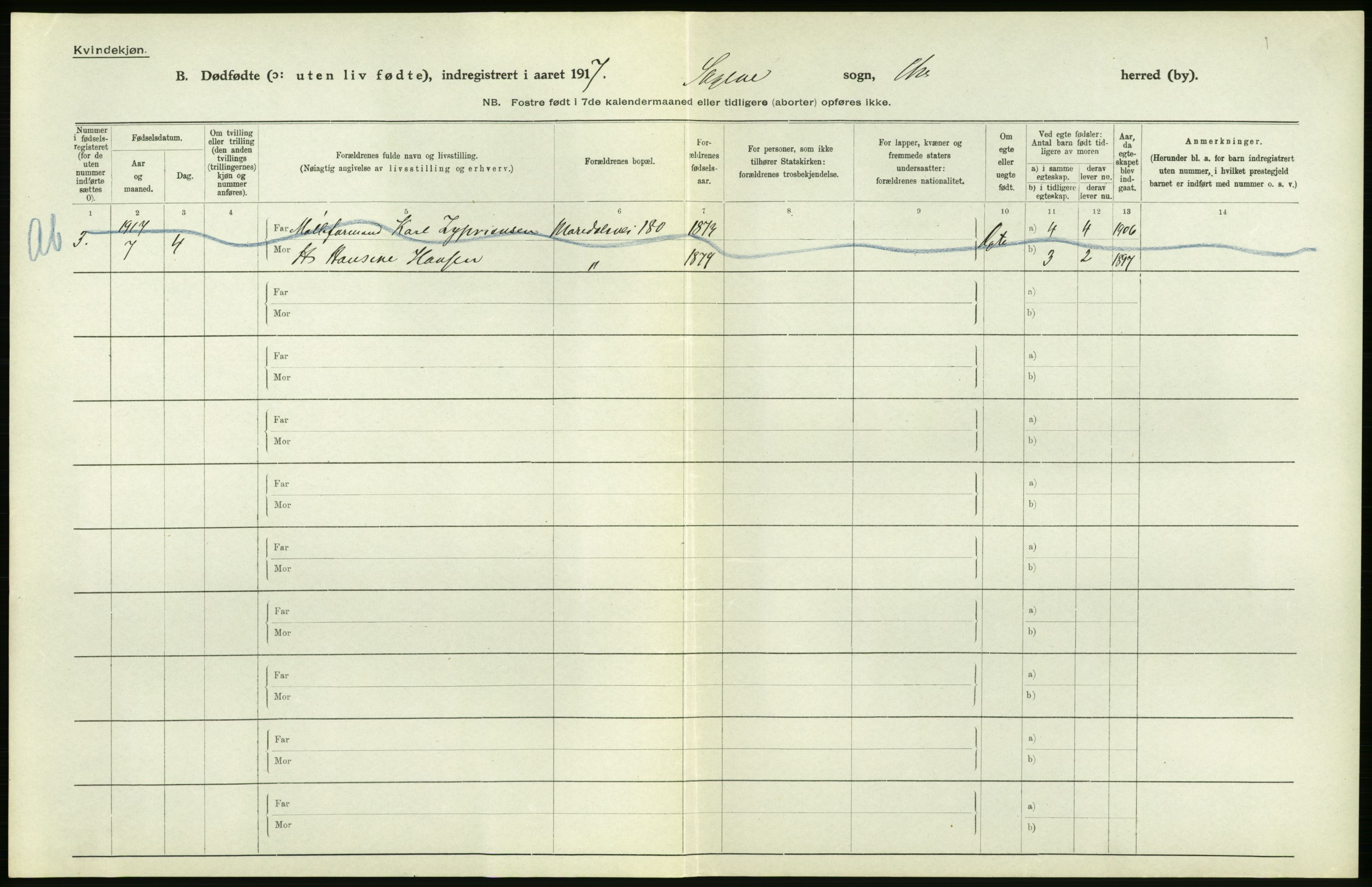 Statistisk sentralbyrå, Sosiodemografiske emner, Befolkning, RA/S-2228/D/Df/Dfb/Dfbg/L0011: Kristiania: Døde, dødfødte., 1917, s. 612