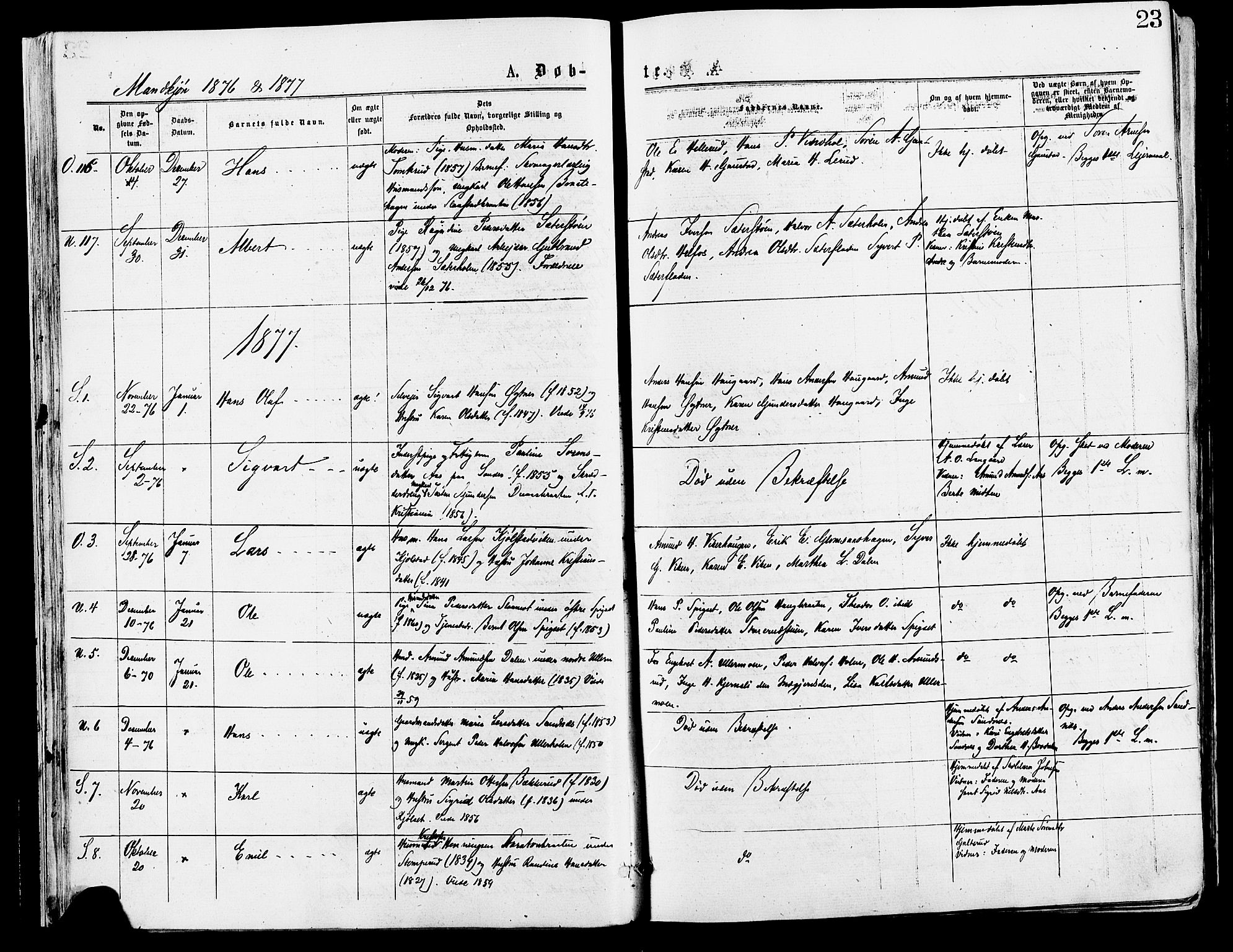 Sør-Odal prestekontor, AV/SAH-PREST-030/H/Ha/Haa/L0005: Ministerialbok nr. 5, 1876-1885, s. 23