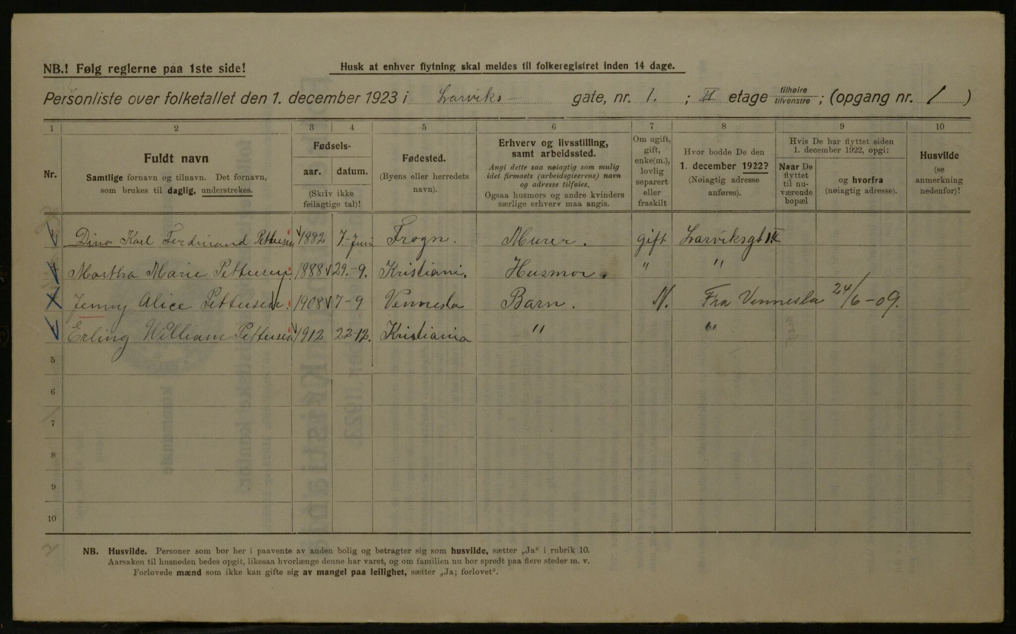 OBA, Kommunal folketelling 1.12.1923 for Kristiania, 1923, s. 63347