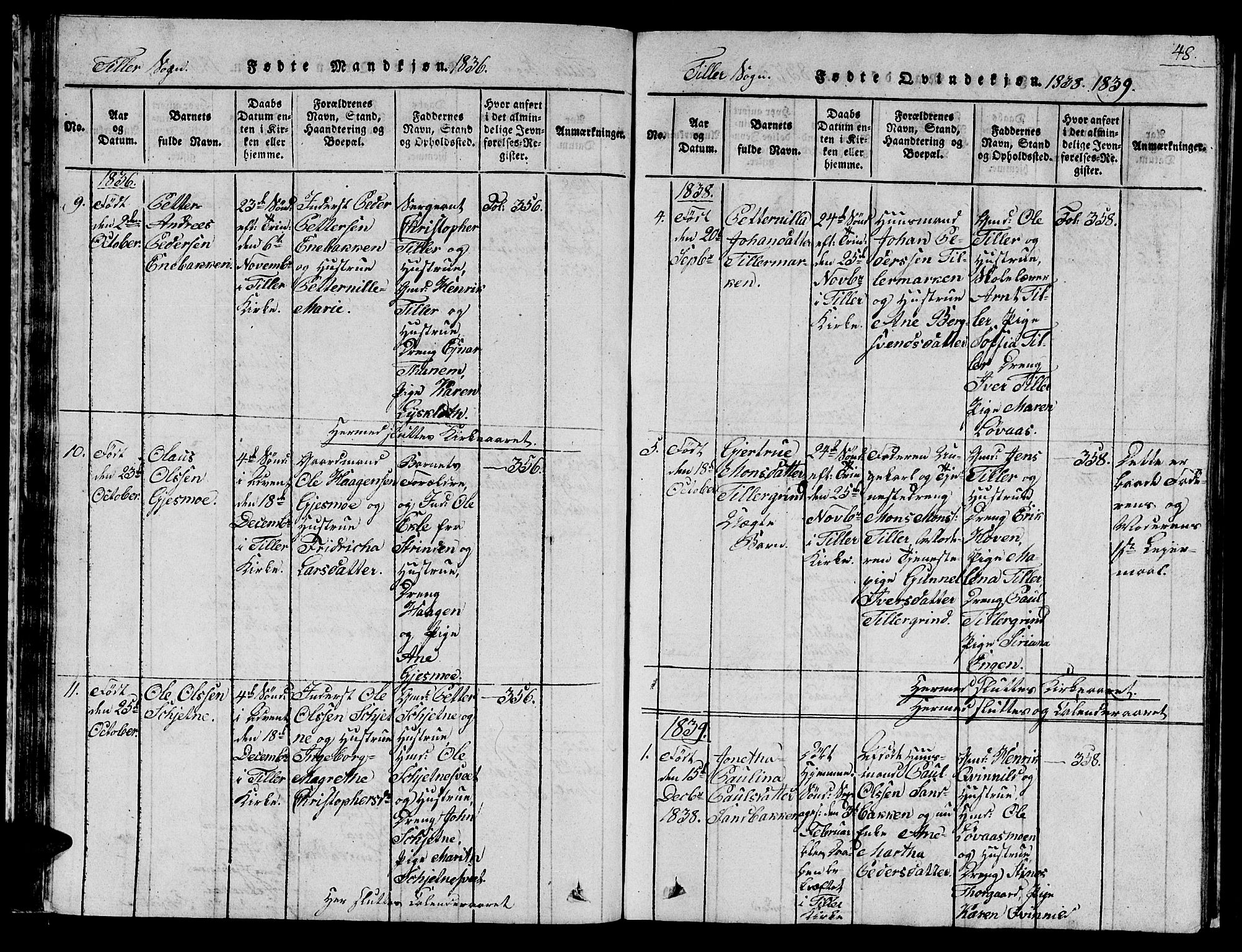 Ministerialprotokoller, klokkerbøker og fødselsregistre - Sør-Trøndelag, AV/SAT-A-1456/621/L0458: Klokkerbok nr. 621C01, 1816-1865, s. 48