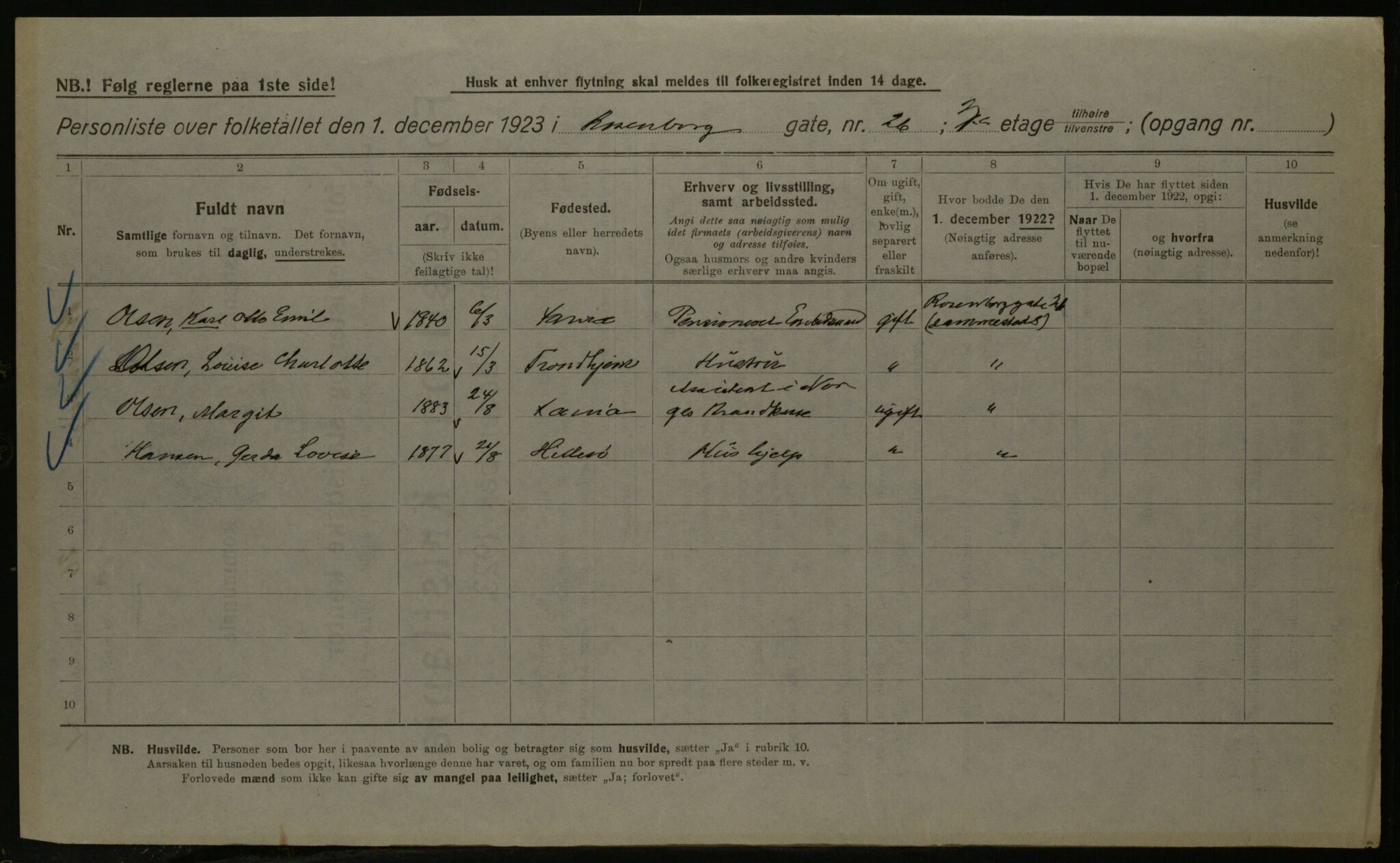 OBA, Kommunal folketelling 1.12.1923 for Kristiania, 1923, s. 92377