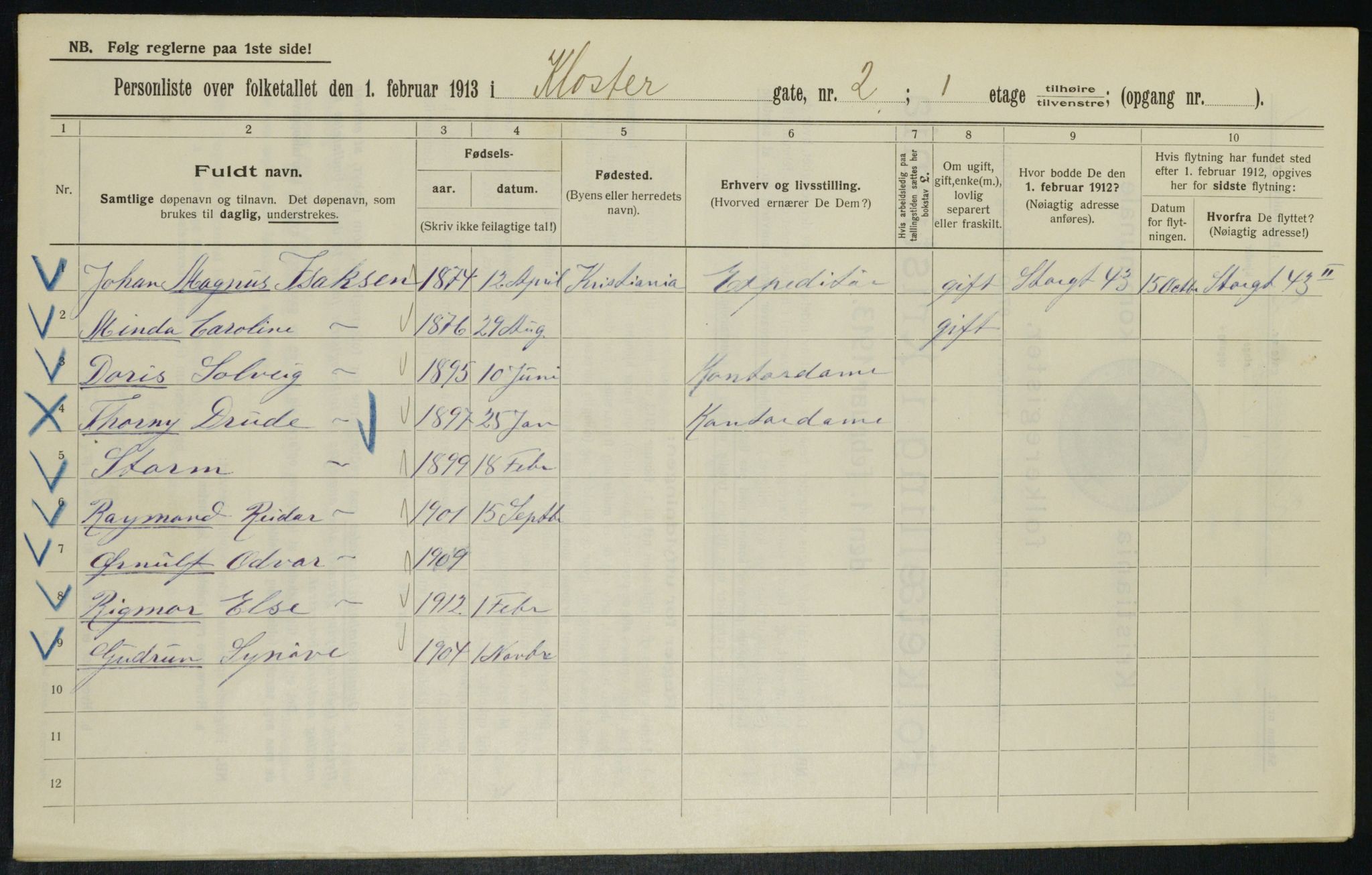 OBA, Kommunal folketelling 1.2.1913 for Kristiania, 1913, s. 51795