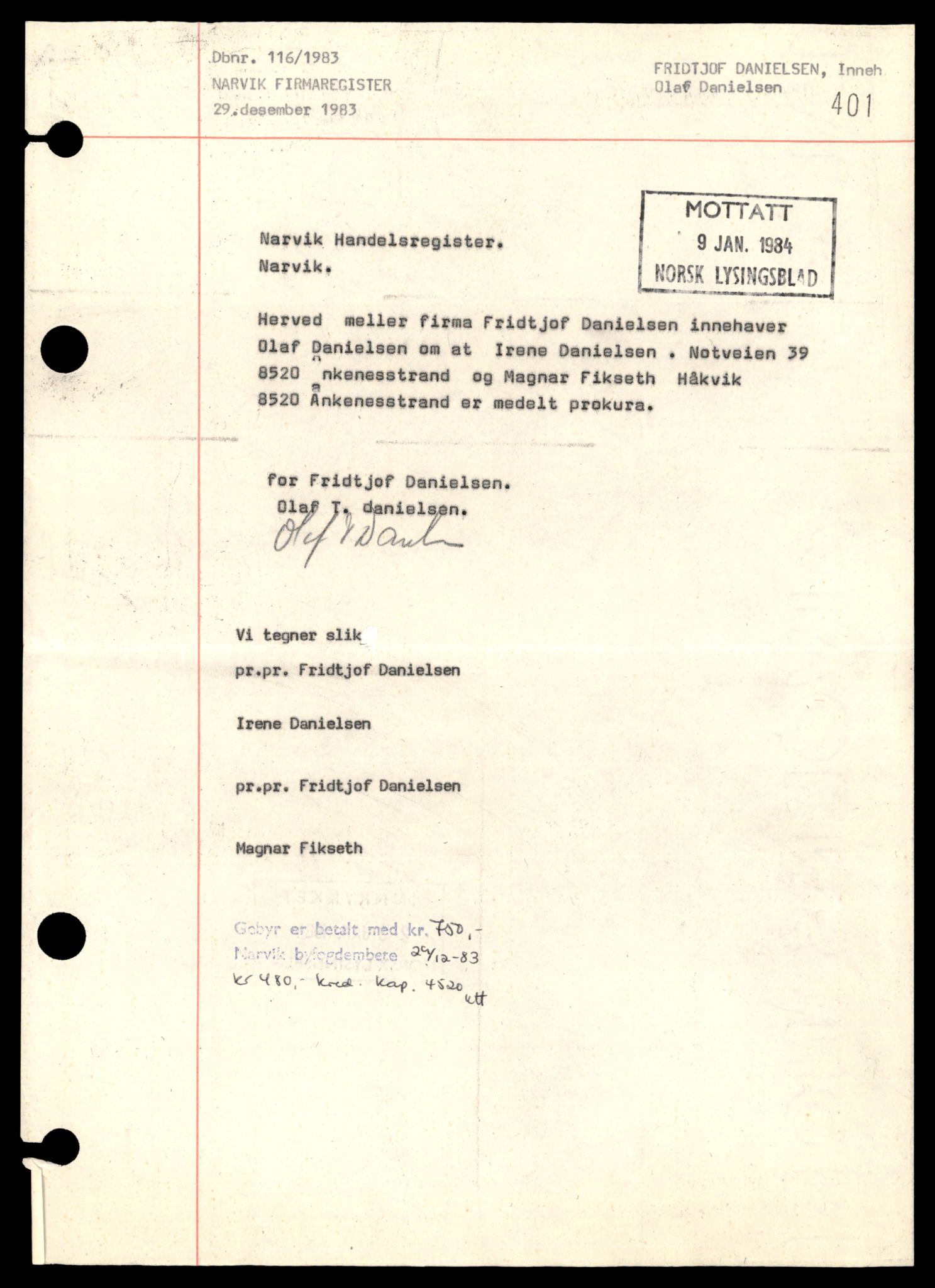 Narvik sorenskriveri, SAT/A-0002/2/J/Jd/Jdd/L0002: Enkeltmannsforetak, D - G, 1915-1987, s. 3