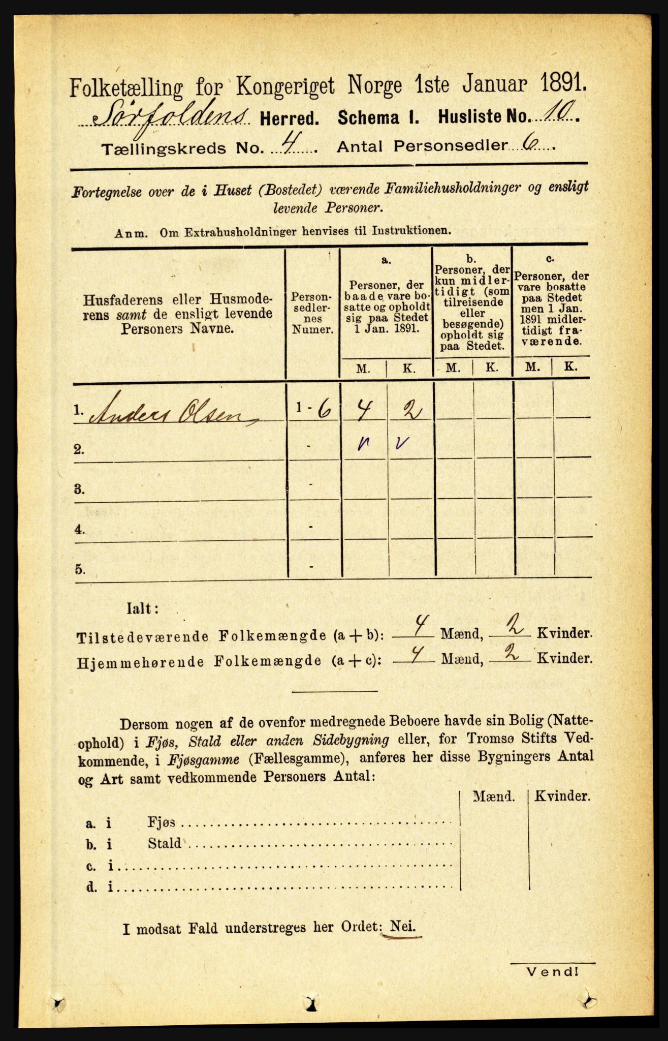 RA, Folketelling 1891 for 1845 Sørfold herred, 1891, s. 907