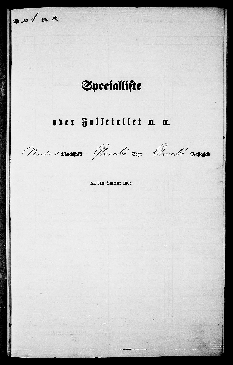 RA, Folketelling 1865 for 1016P Øvrebø prestegjeld, 1865, s. 13