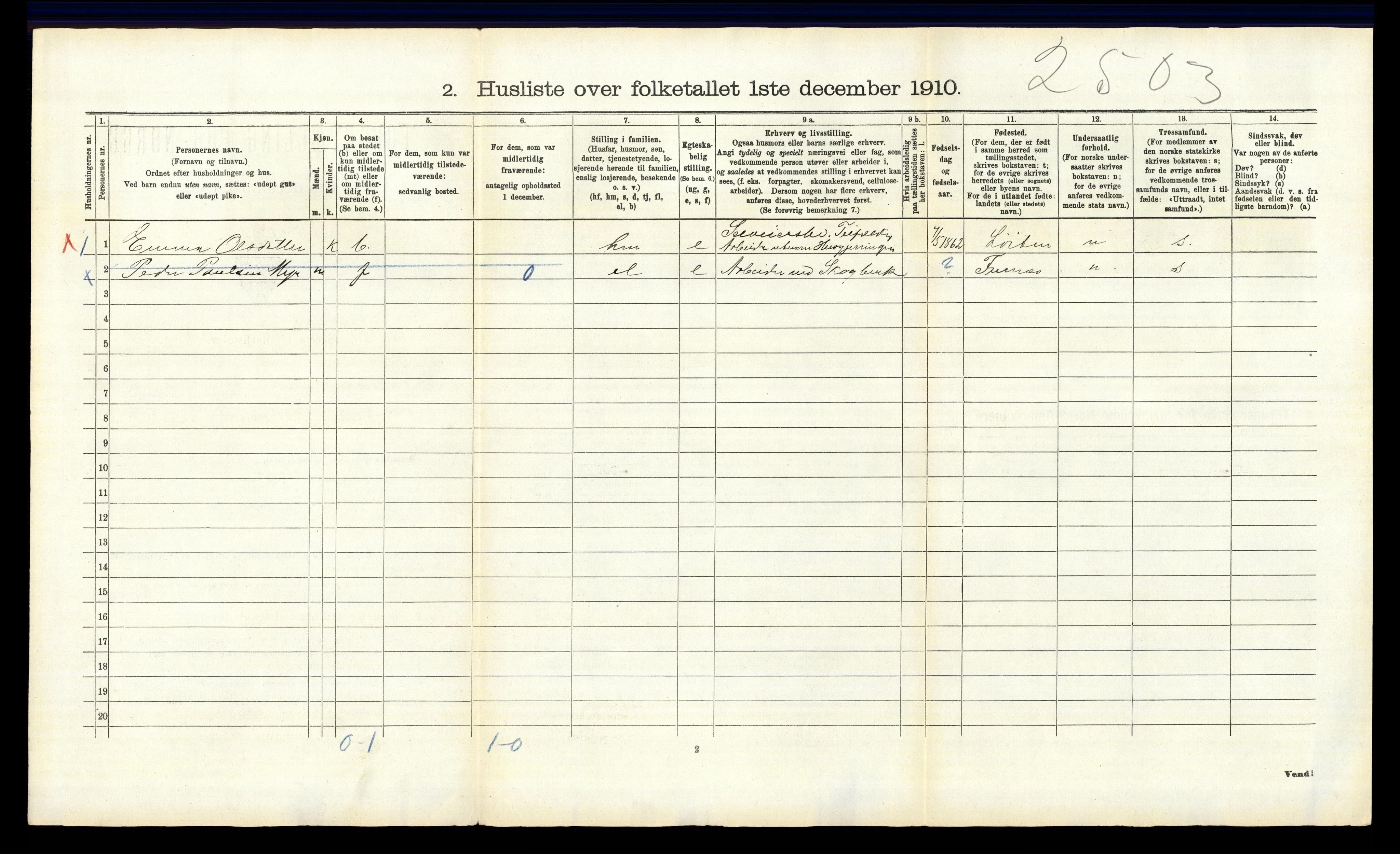 RA, Folketelling 1910 for 0430 Stor-Elvdal herred, 1910, s. 62