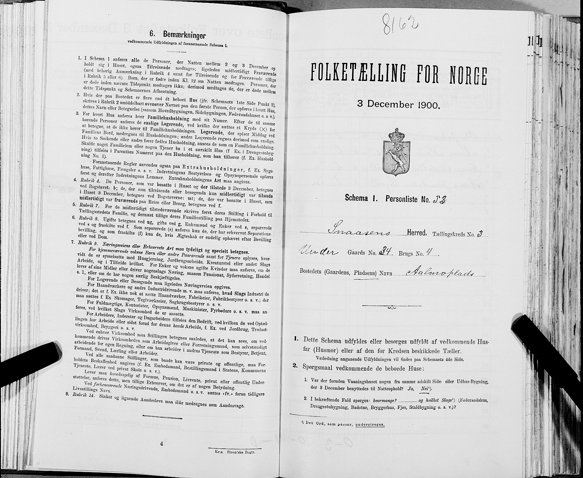 SAT, Folketelling 1900 for 1736 Snåsa herred, 1900, s. 720