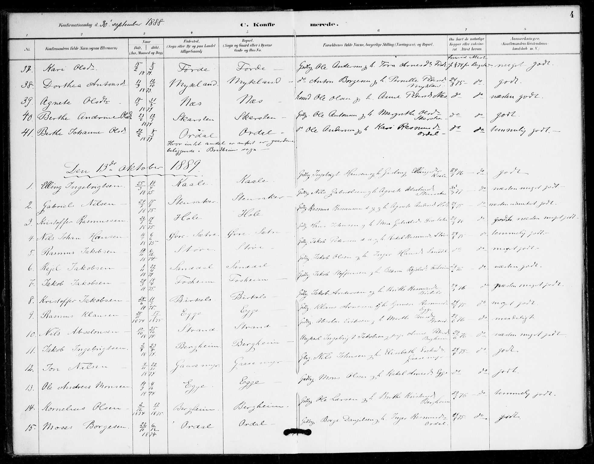 Gloppen sokneprestembete, AV/SAB-A-80101/H/Hac/L0002: Residerende kapellans bok nr. A 2, 1886-1897, s. 4