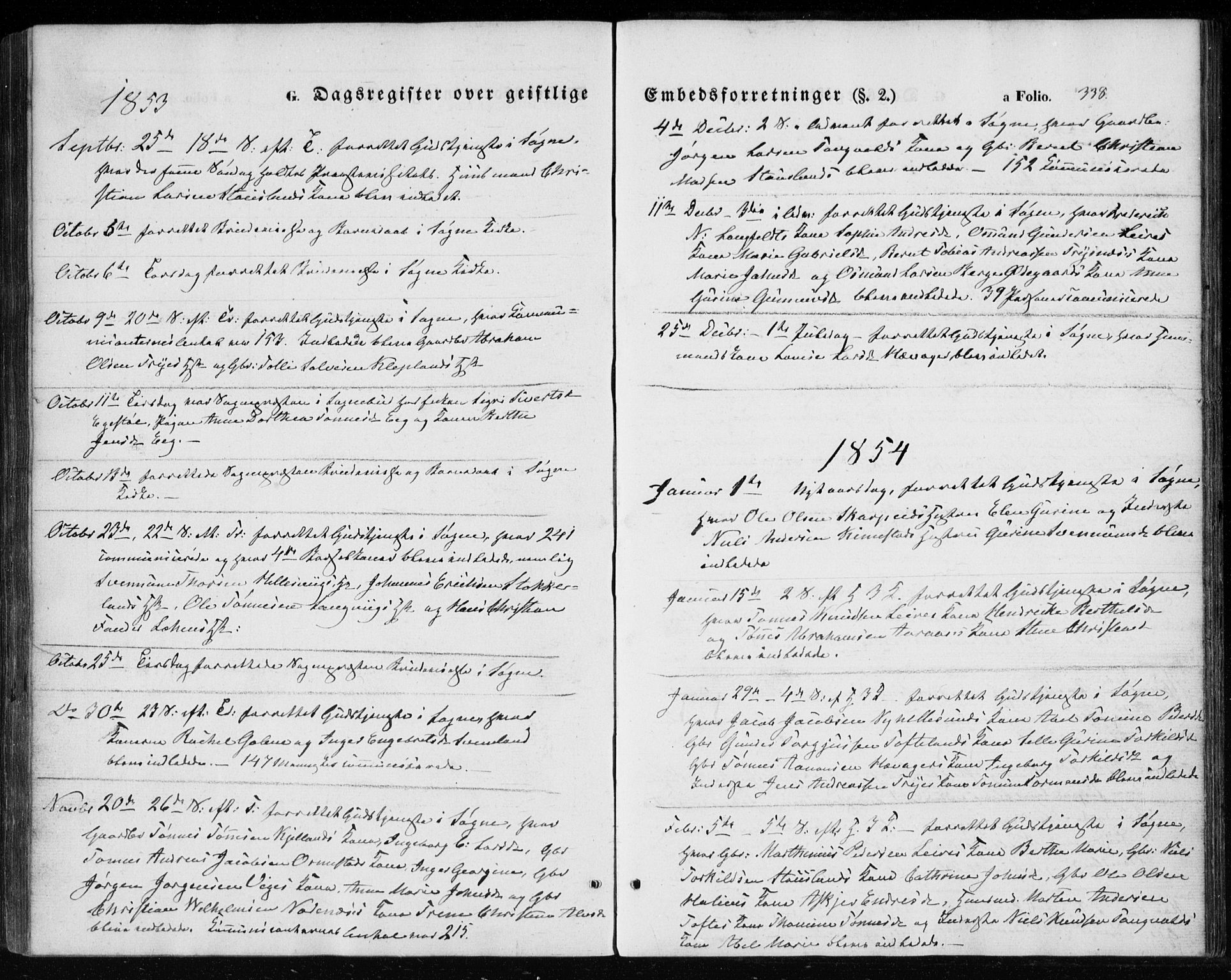 Søgne sokneprestkontor, AV/SAK-1111-0037/F/Fa/Fab/L0010: Ministerialbok nr. A 10, 1853-1869, s. 338
