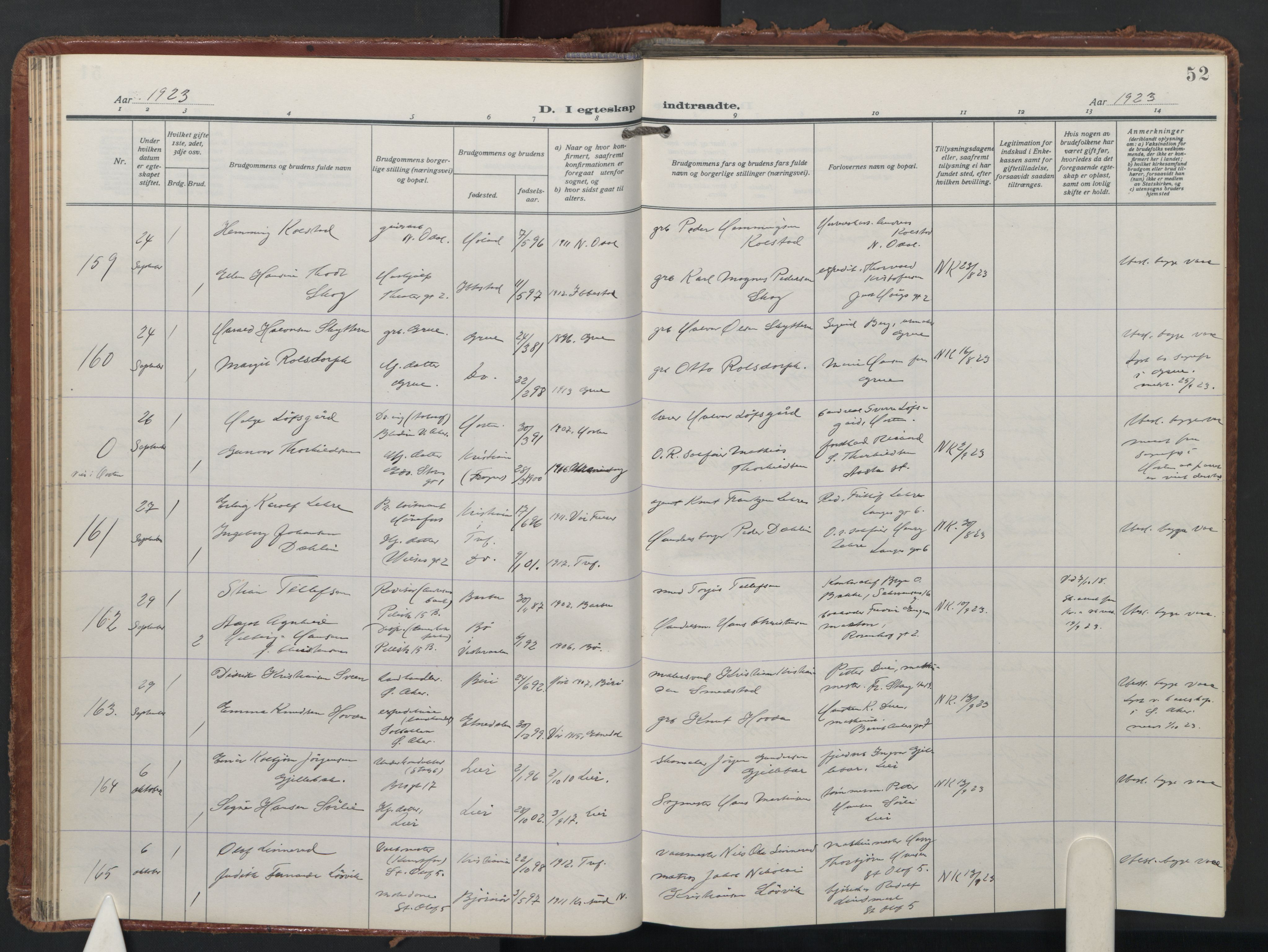 Trefoldighet prestekontor Kirkebøker, AV/SAO-A-10882/F/Fc/L0009: Ministerialbok nr. III 9, 1922-1936, s. 52
