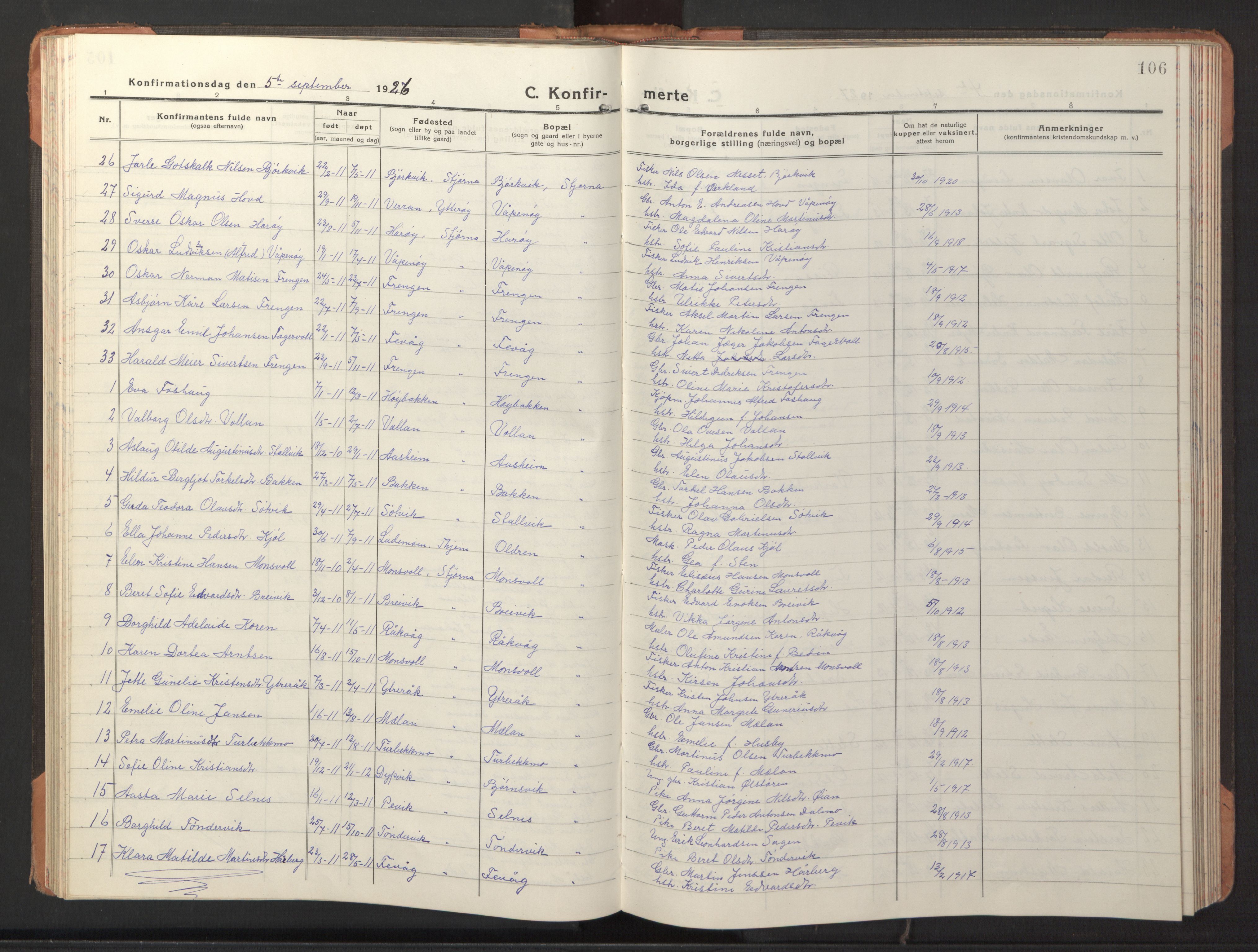 Ministerialprotokoller, klokkerbøker og fødselsregistre - Sør-Trøndelag, AV/SAT-A-1456/653/L0658: Klokkerbok nr. 653C02, 1919-1947, s. 106