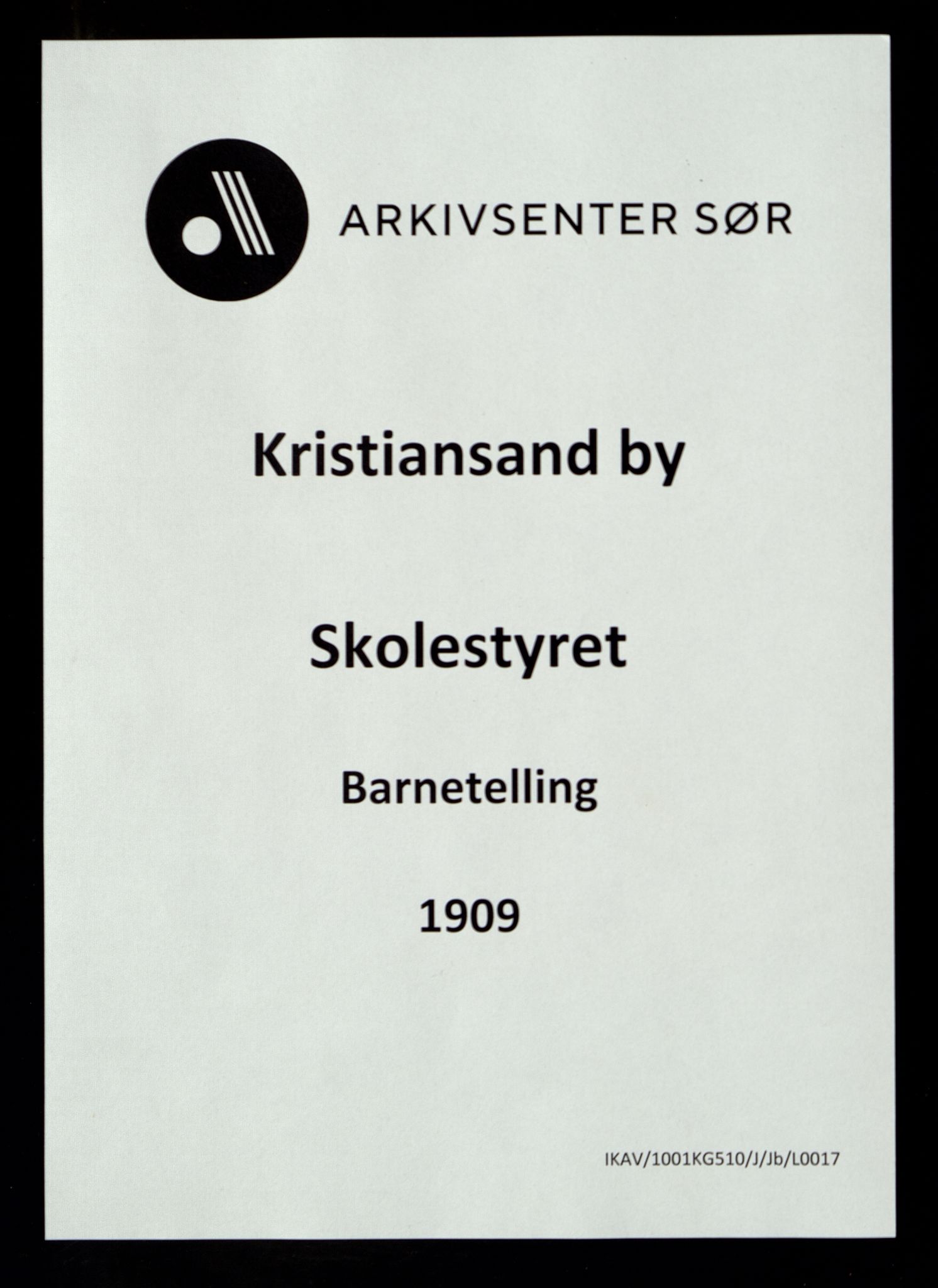 Kristiansand By - Skolekommisjonen/ -Styret, IKAV/1001KG510/J/Jb/L0017: Barnetelling, 1909