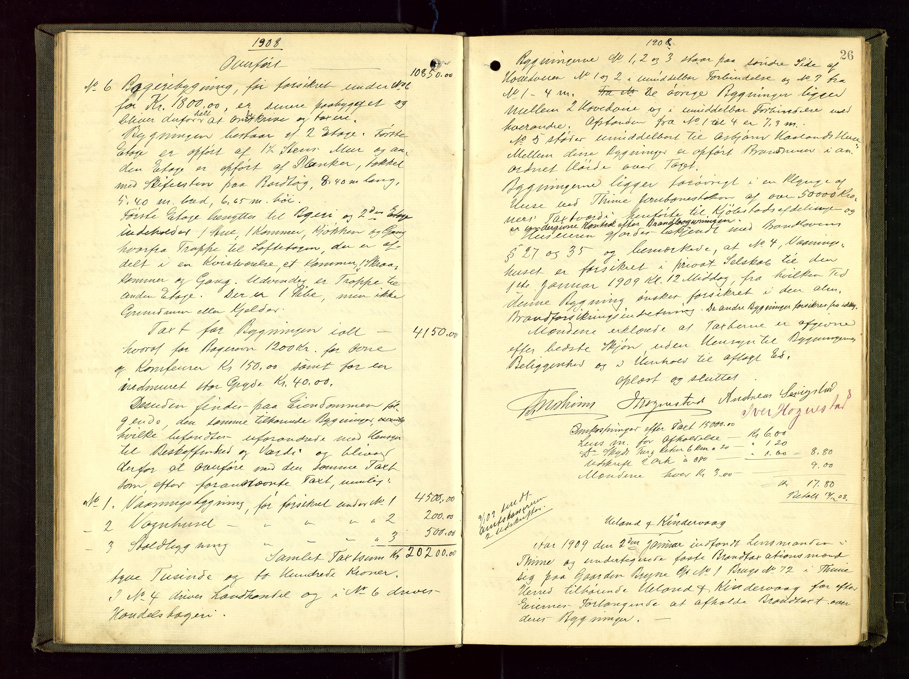 Time lensmannskontor, AV/SAST-A-100420/Goa/L0002: "Brandtakstprotokol", 1904-1920, s. 25b-26a