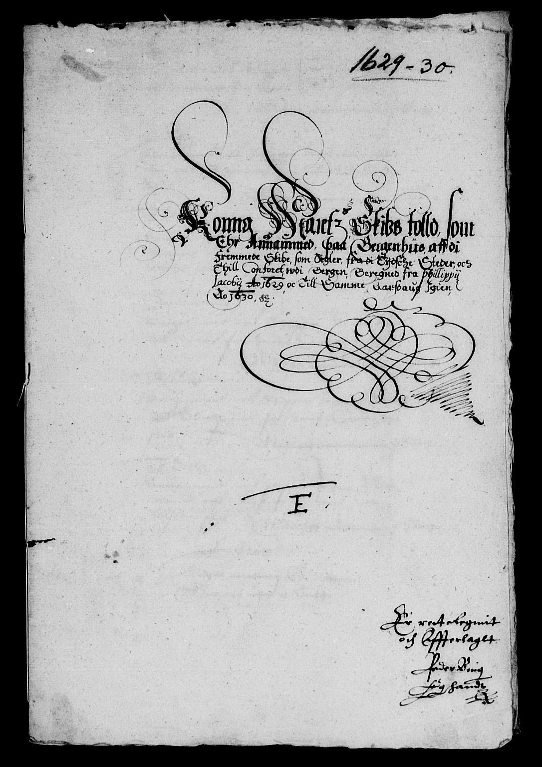 Rentekammeret inntil 1814, Reviderte regnskaper, Lensregnskaper, AV/RA-EA-5023/R/Rb/Rbt/L0052: Bergenhus len, 1629-1630