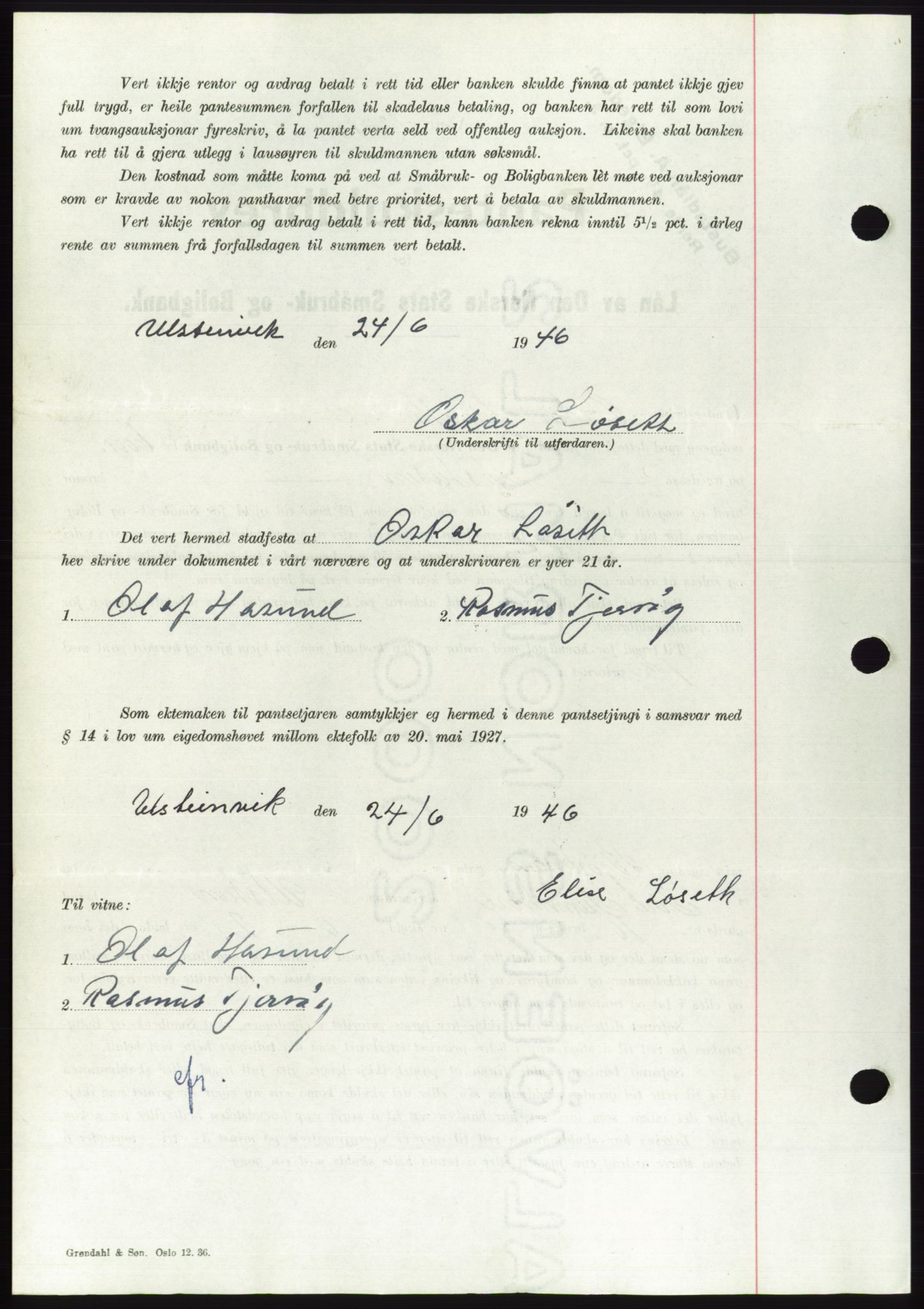 Søre Sunnmøre sorenskriveri, AV/SAT-A-4122/1/2/2C/L0114: Pantebok nr. 1-2B, 1943-1947, Dagboknr: 963/1946