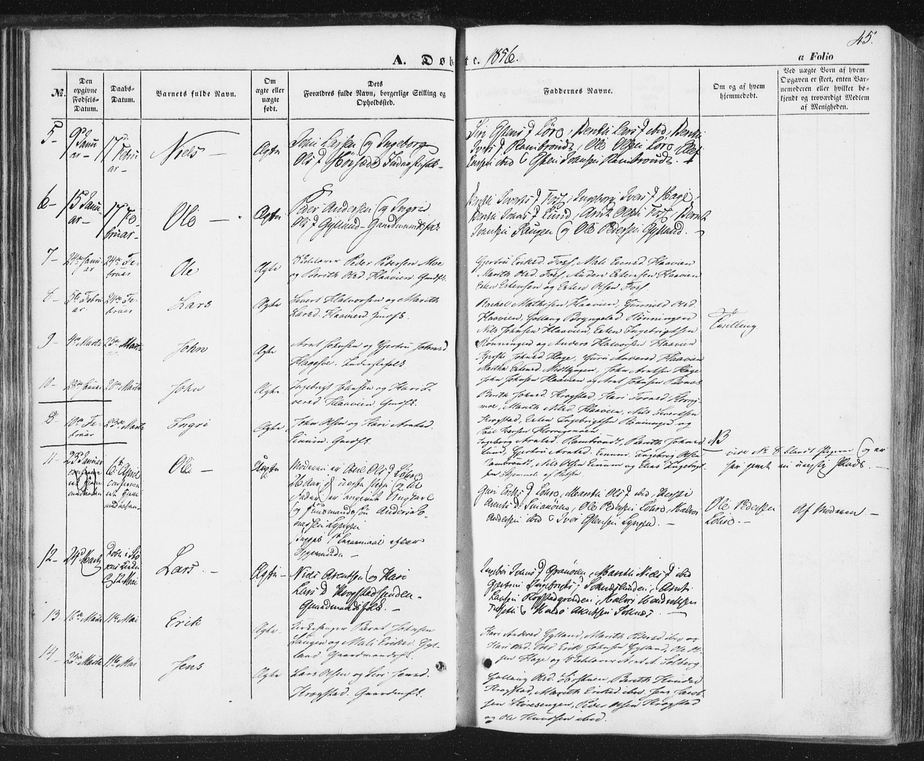 Ministerialprotokoller, klokkerbøker og fødselsregistre - Sør-Trøndelag, AV/SAT-A-1456/692/L1103: Ministerialbok nr. 692A03, 1849-1870, s. 45