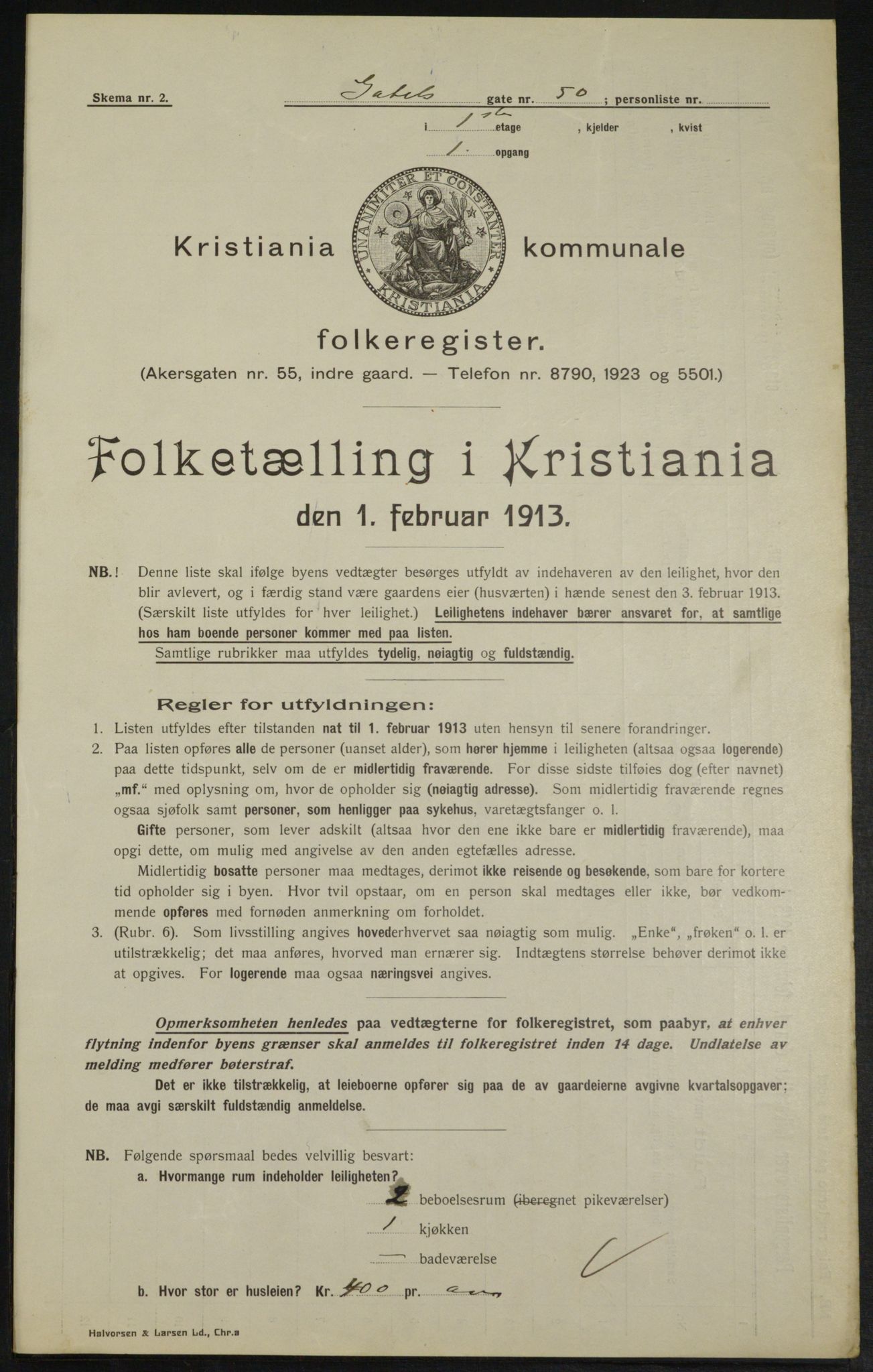 OBA, Kommunal folketelling 1.2.1913 for Kristiania, 1913, s. 28848