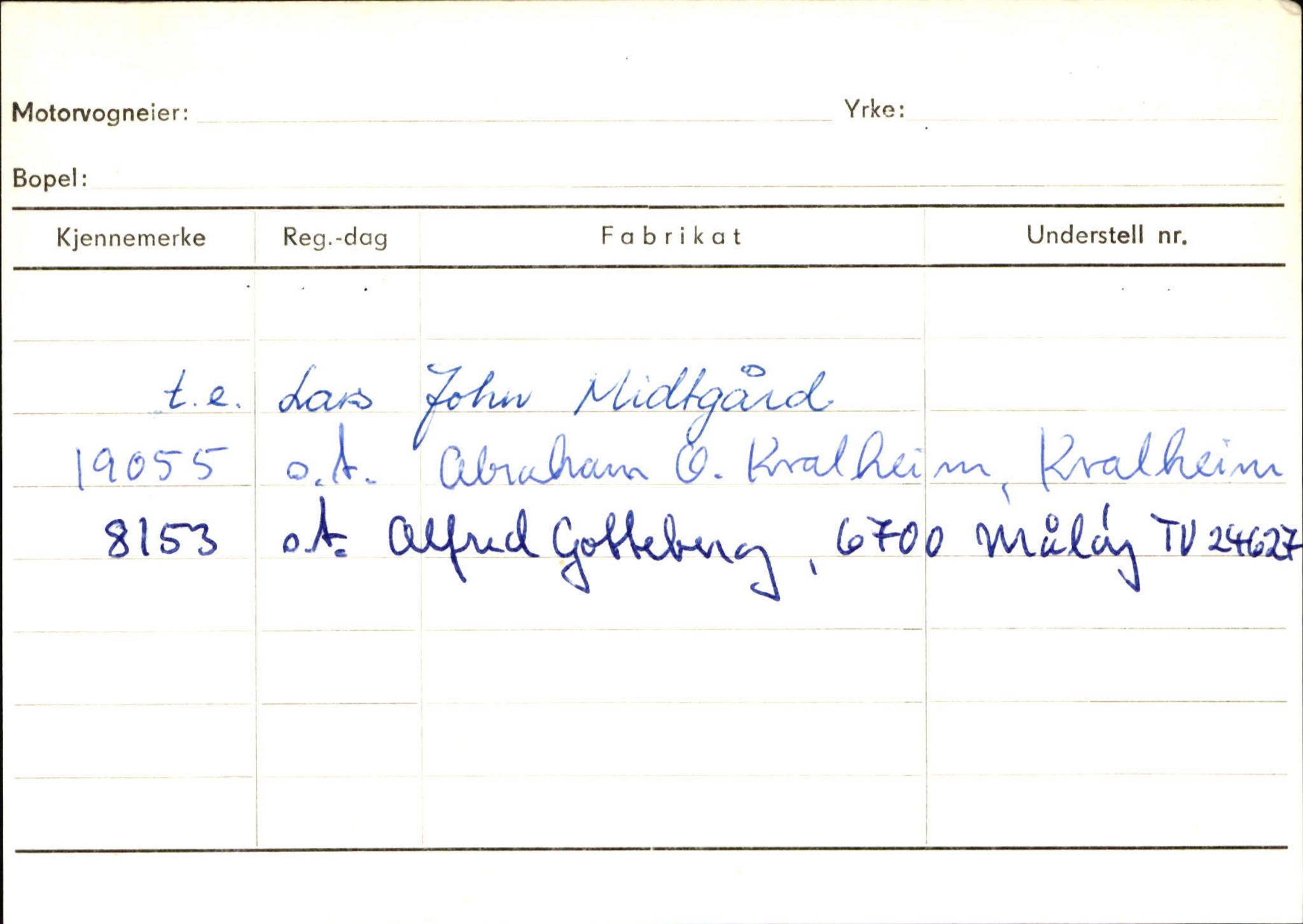 Statens vegvesen, Sogn og Fjordane vegkontor, SAB/A-5301/4/F/L0144: Registerkort Vågsøy A-R, 1945-1975, s. 573