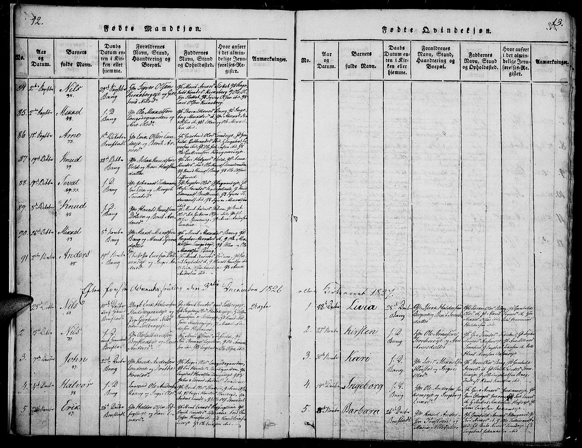 Sør-Aurdal prestekontor, AV/SAH-PREST-128/H/Ha/Haa/L0003: Ministerialbok nr. 3, 1825-1840, s. 12-13