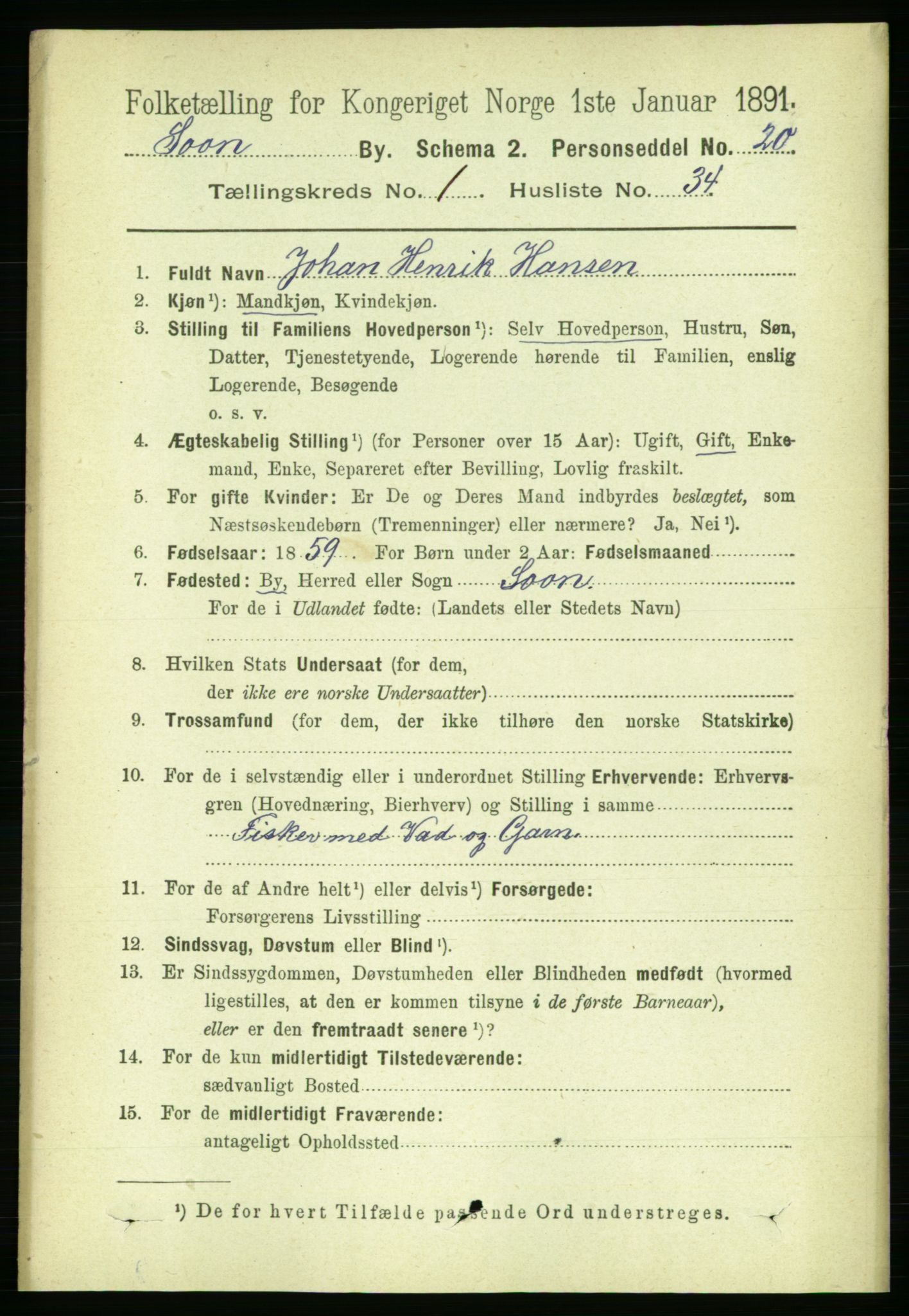 RA, Folketelling 1891 for 0201 Son ladested, 1891, s. 322