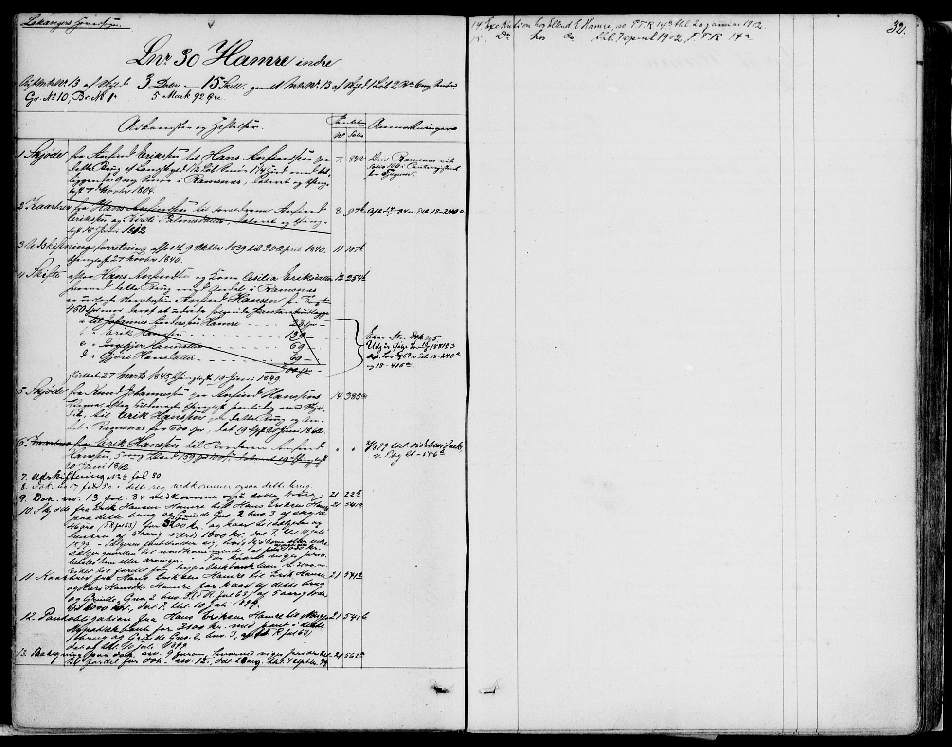 Ytre Sogn tingrett, AV/SAB-A-2601/1/G/Gaa/L0007: Panteregister nr. II.A.a.7, 1800-1900, s. 32