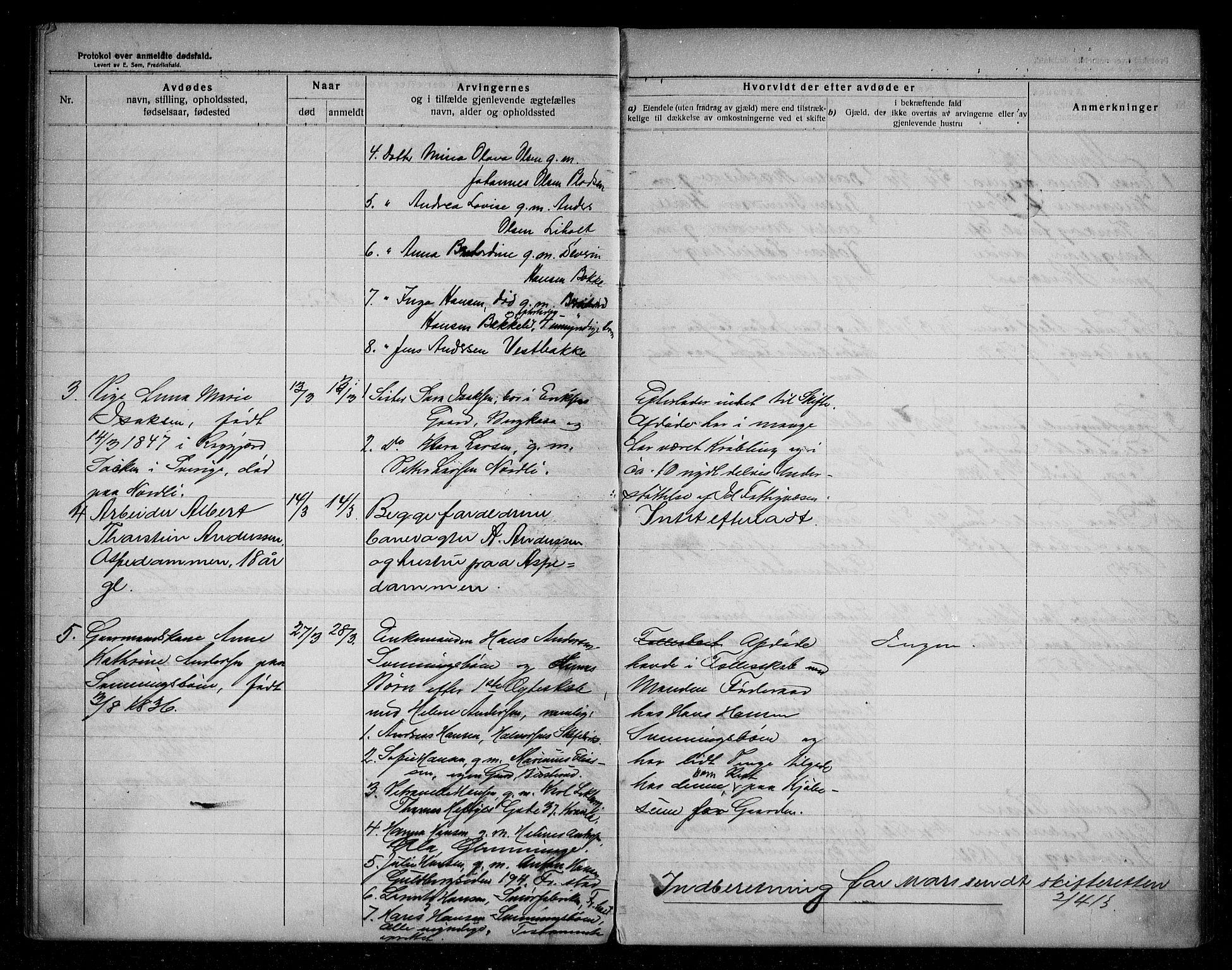 Idd lensmannsarkiv, AV/SAO-A-10633/H/Ha/L0003: Dødsfallsprotokoll, 1911-1920