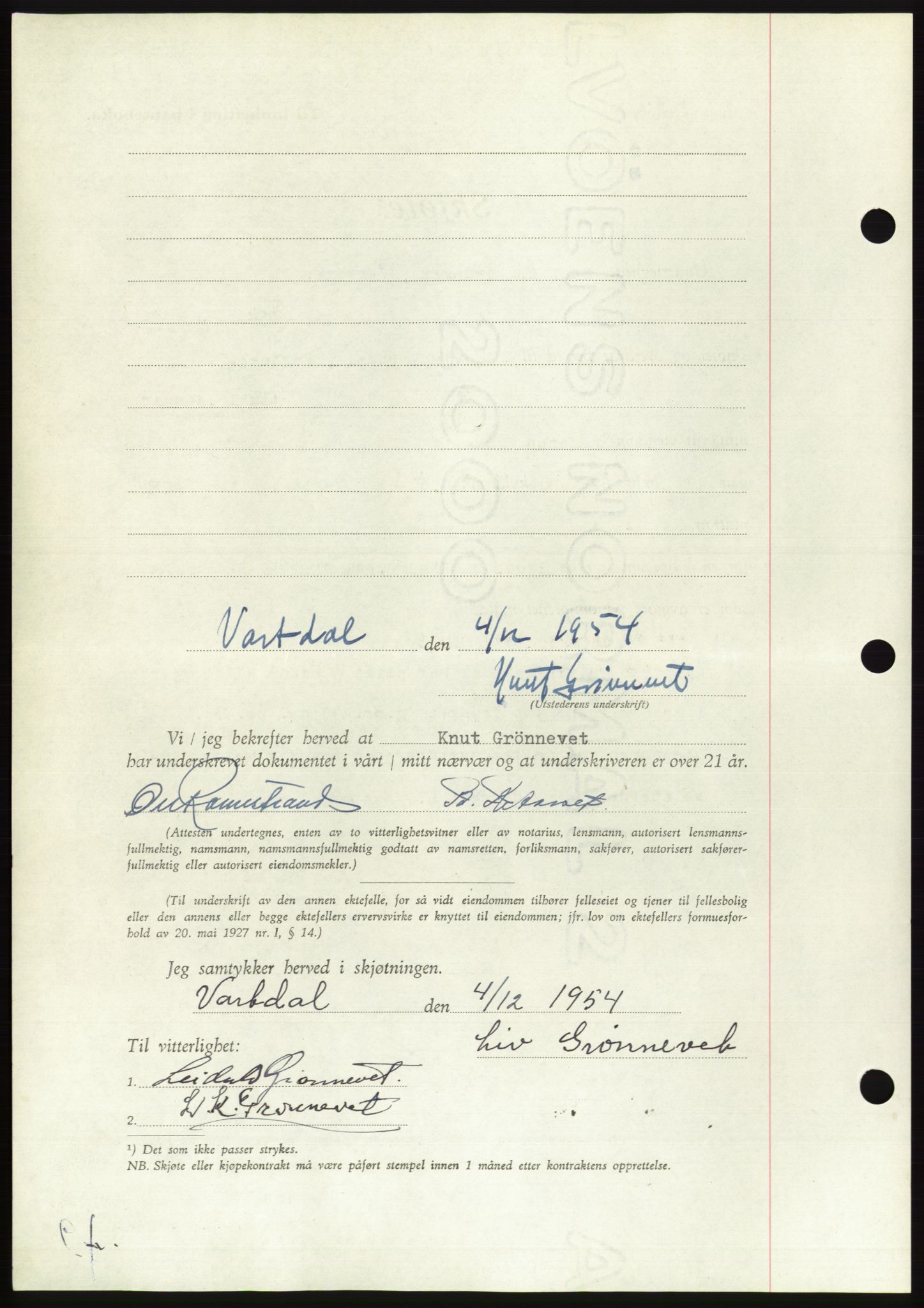 Søre Sunnmøre sorenskriveri, AV/SAT-A-4122/1/2/2C/L0099: Pantebok nr. 25A, 1954-1954, Dagboknr: 3176/1954