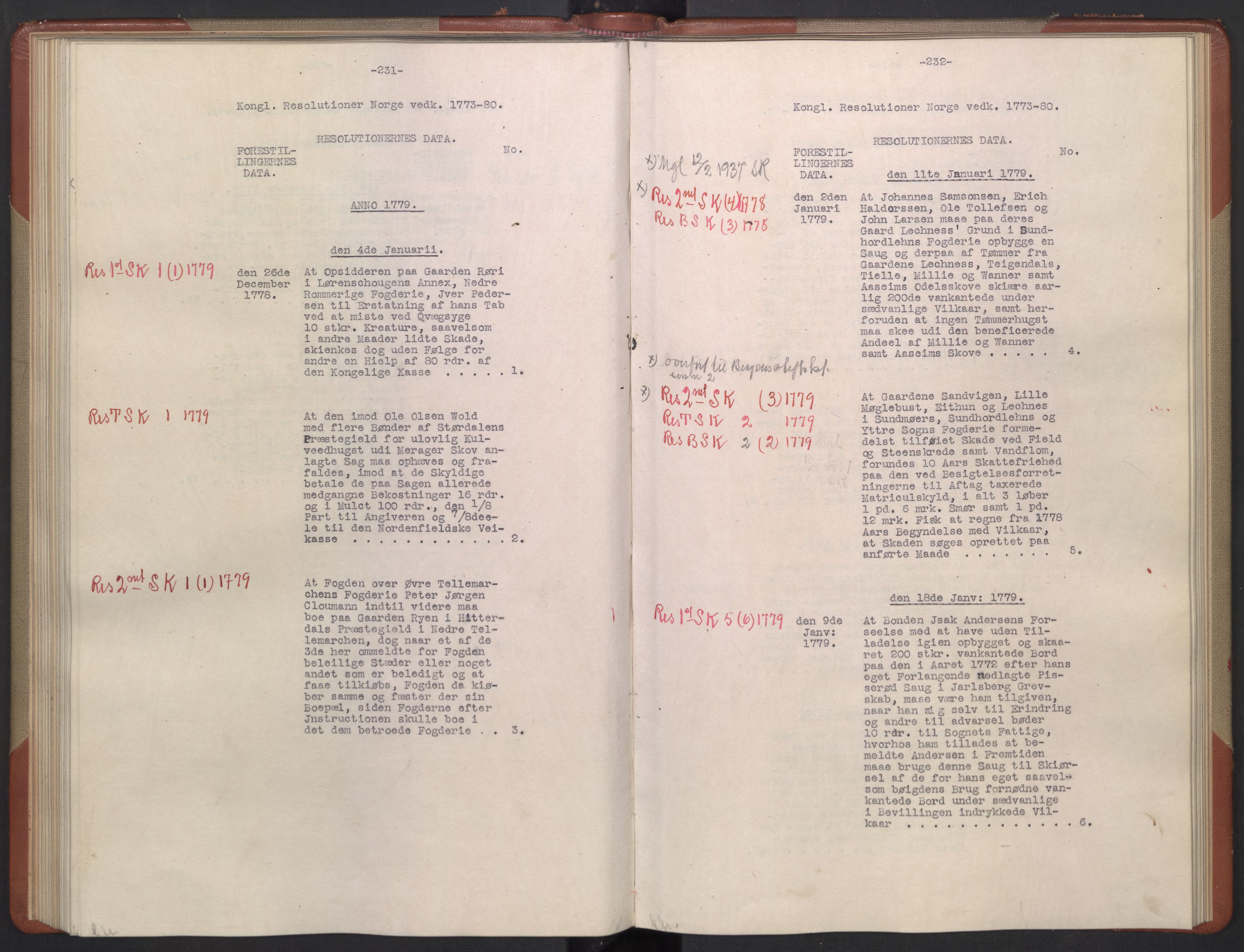 Avskriftsamlingen, AV/RA-EA-4022/F/Fb/L0122: Registratur over norske Relasjons- og resolusjonsprotokoller, 1773-1780, s. 74