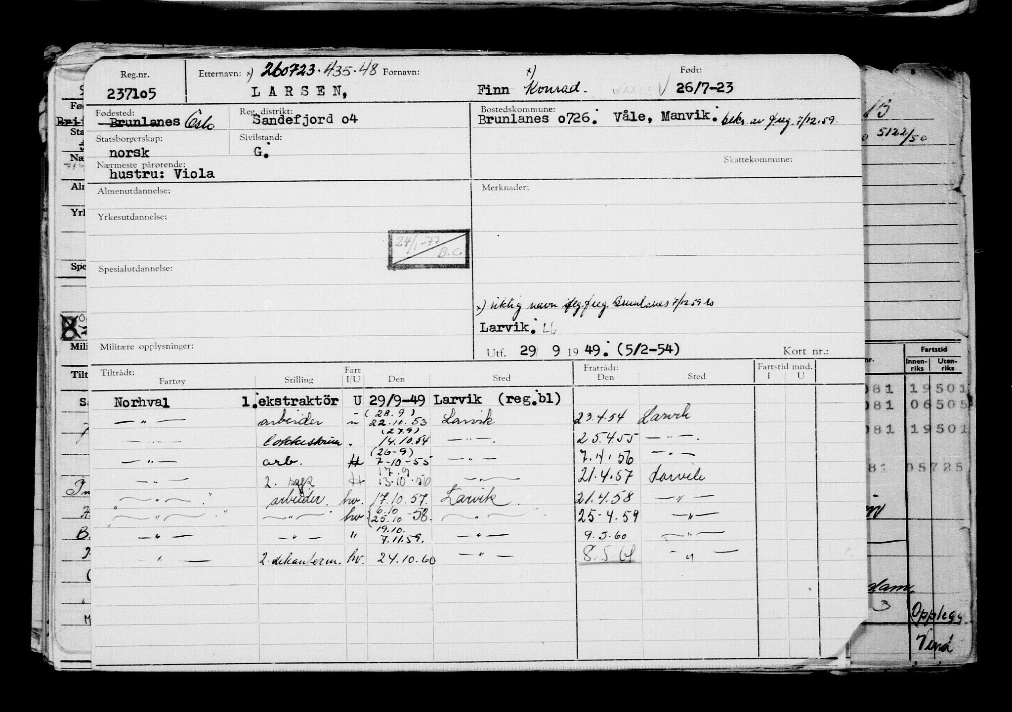 Direktoratet for sjømenn, AV/RA-S-3545/G/Gb/L0221: Hovedkort, 1923, s. 334