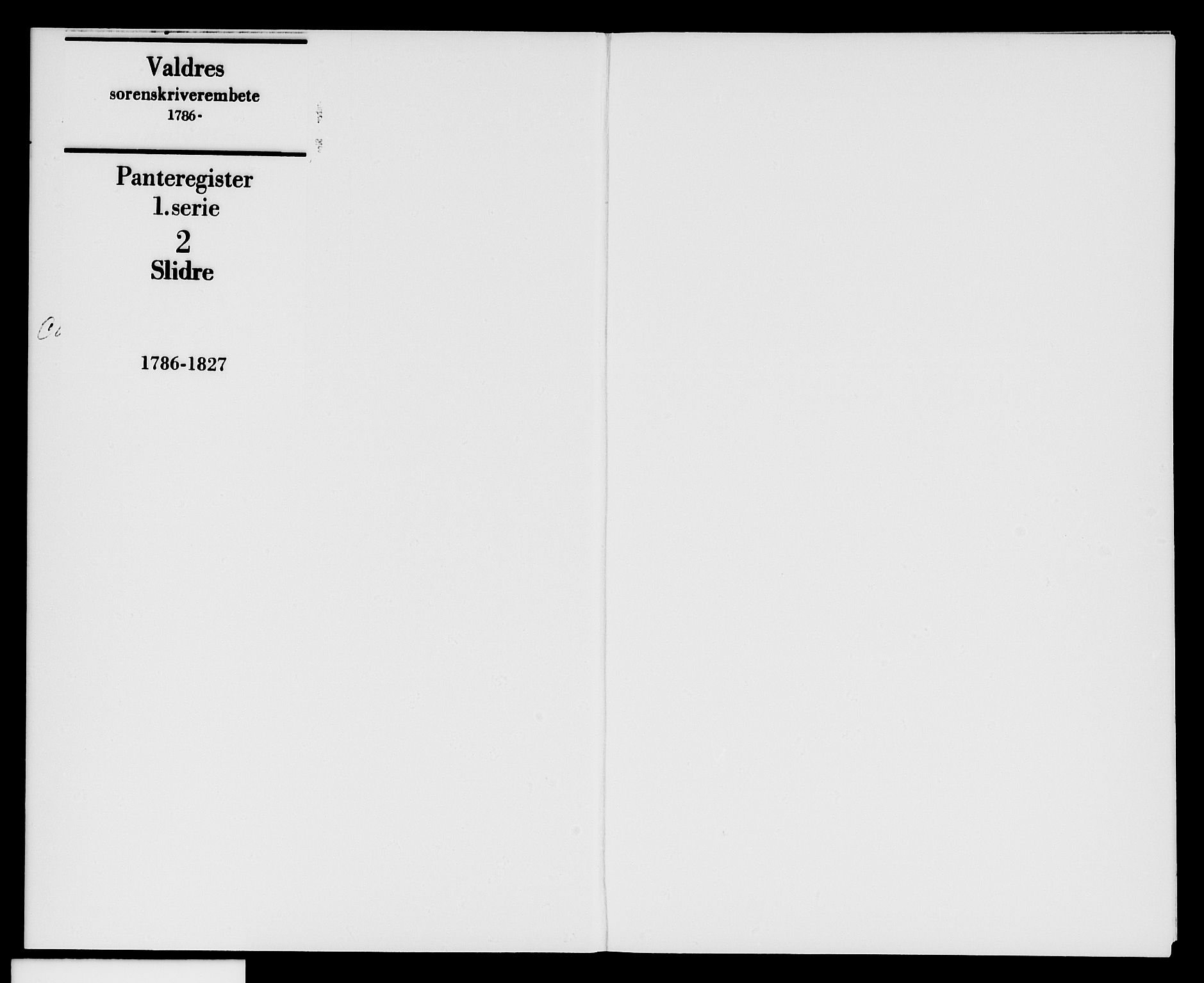 Valdres sorenskriveri, SAH/TING-016/H/Ha/Haa/L0002: Panteregister nr. 1.2, 1786-1827