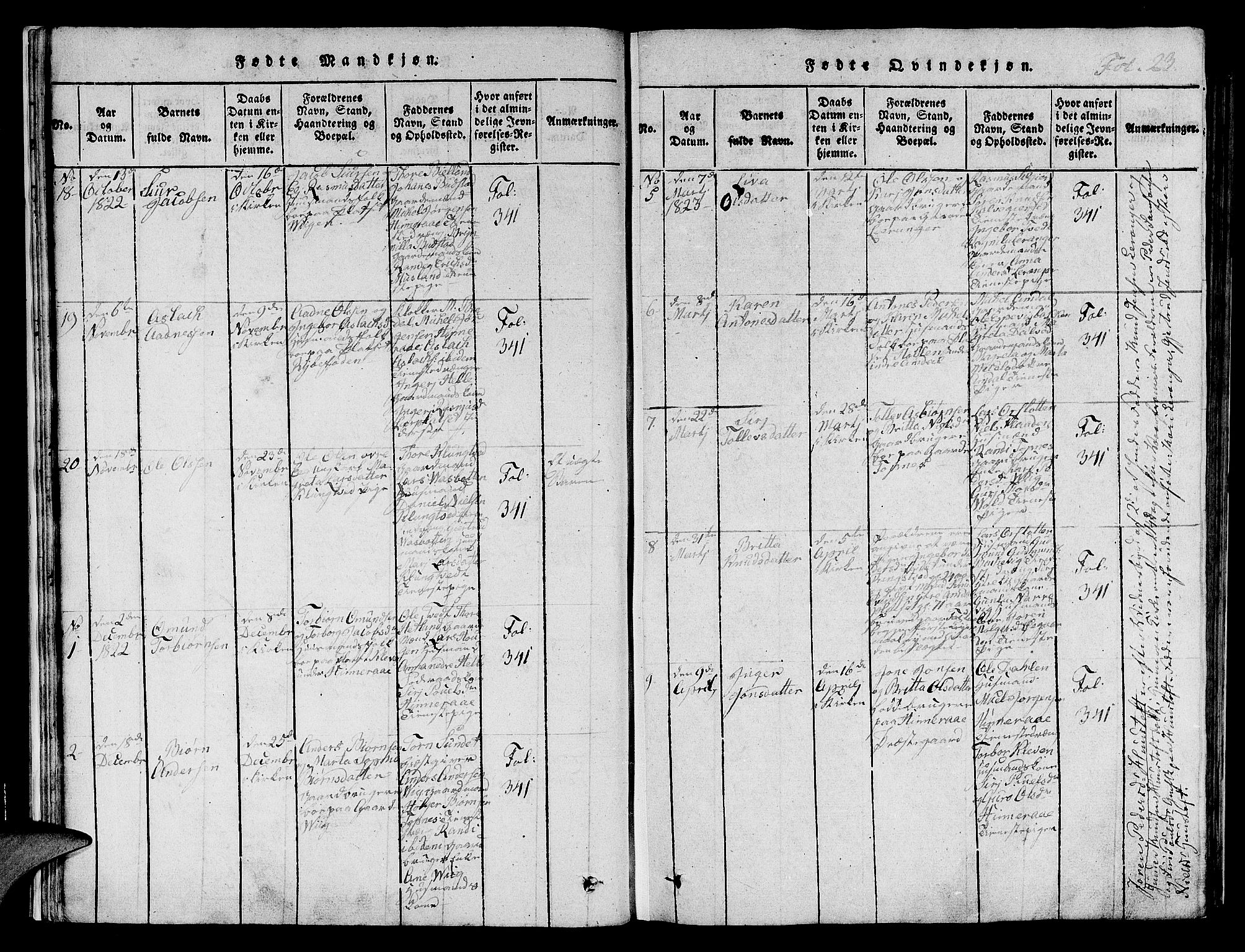 Nedstrand sokneprestkontor, AV/SAST-A-101841/01/IV: Ministerialbok nr. A 6, 1816-1838, s. 23