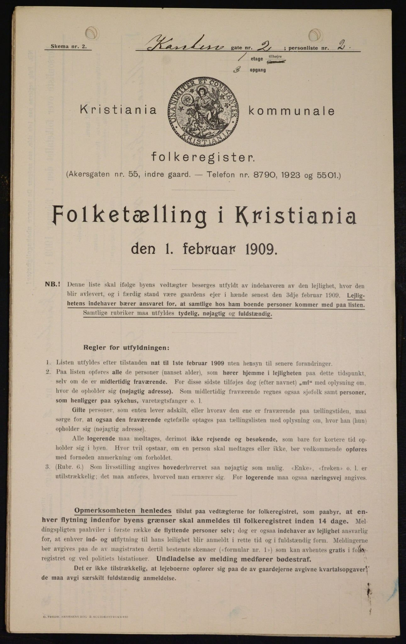 OBA, Kommunal folketelling 1.2.1909 for Kristiania kjøpstad, 1909, s. 43969