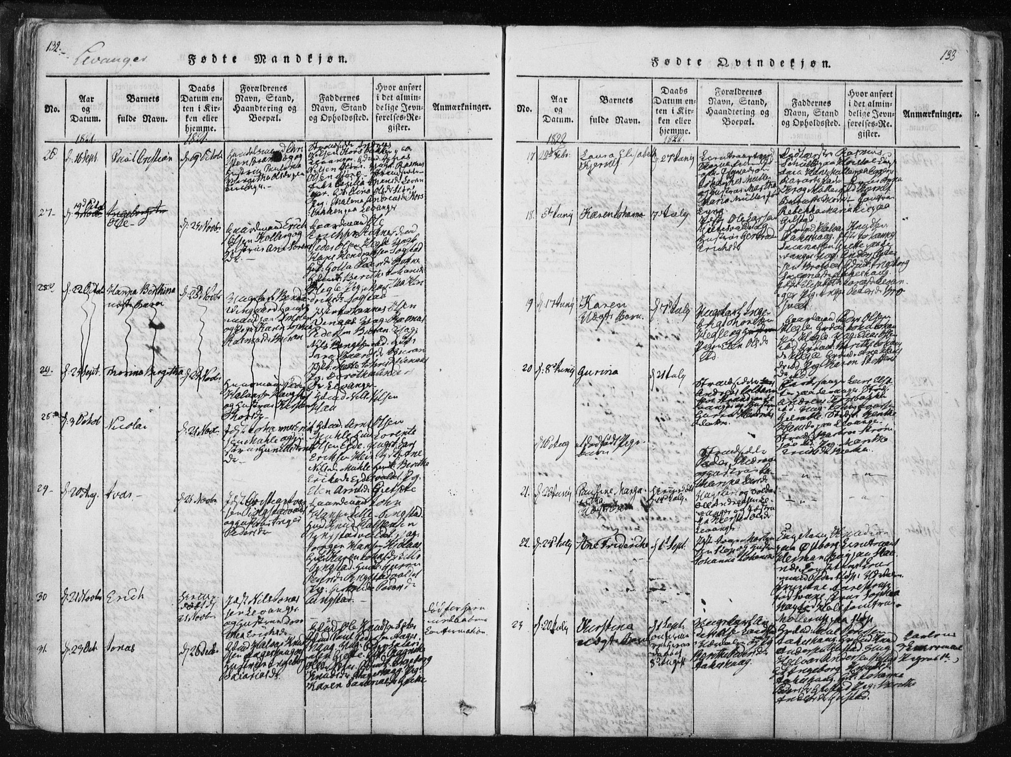 Ministerialprotokoller, klokkerbøker og fødselsregistre - Nord-Trøndelag, AV/SAT-A-1458/717/L0148: Ministerialbok nr. 717A04 /2, 1816-1825, s. 132-133