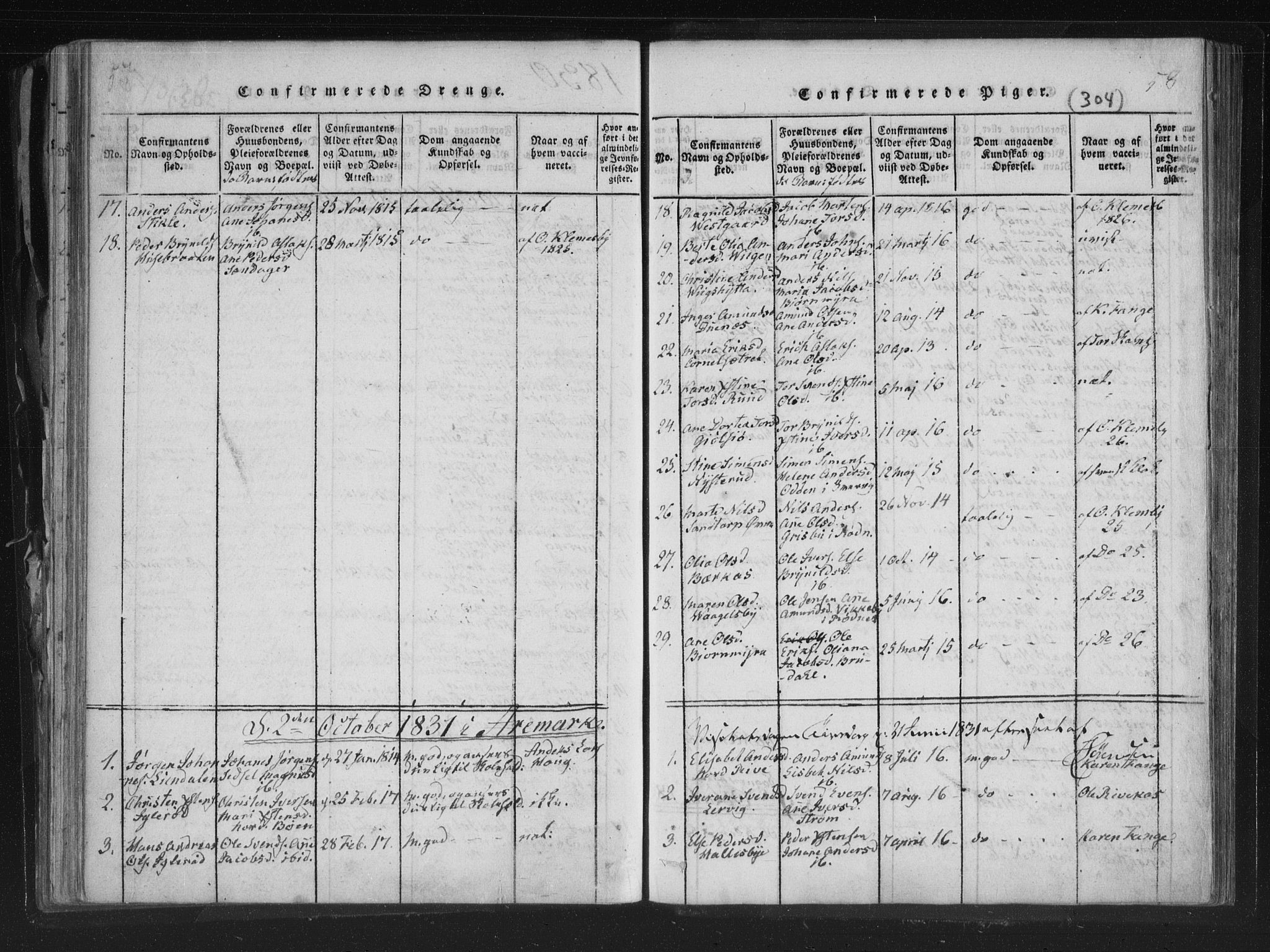Aremark prestekontor Kirkebøker, AV/SAO-A-10899/F/Fc/L0001: Ministerialbok nr. III 1, 1814-1834, s. 57-58