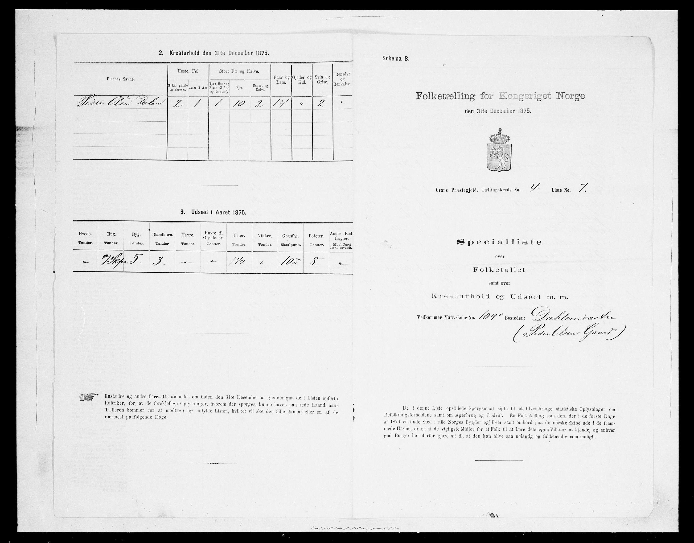 SAH, Folketelling 1875 for 0534P Gran prestegjeld, 1875, s. 557