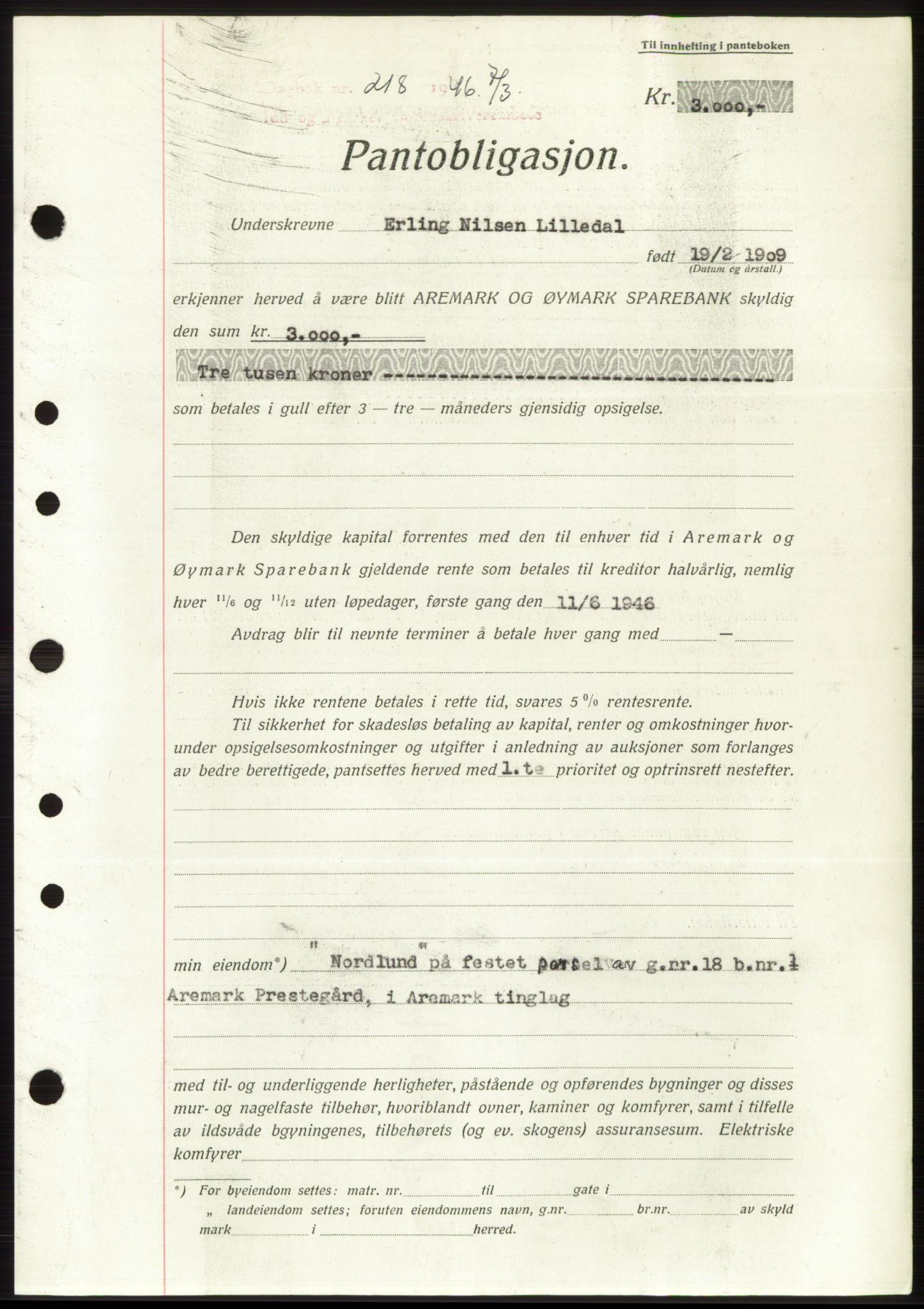 Idd og Marker sorenskriveri, SAO/A-10283/G/Gb/Gbc/L0003: Pantebok nr. B4-9b, 1946-1946, Tingl.dato: 07.03.1946