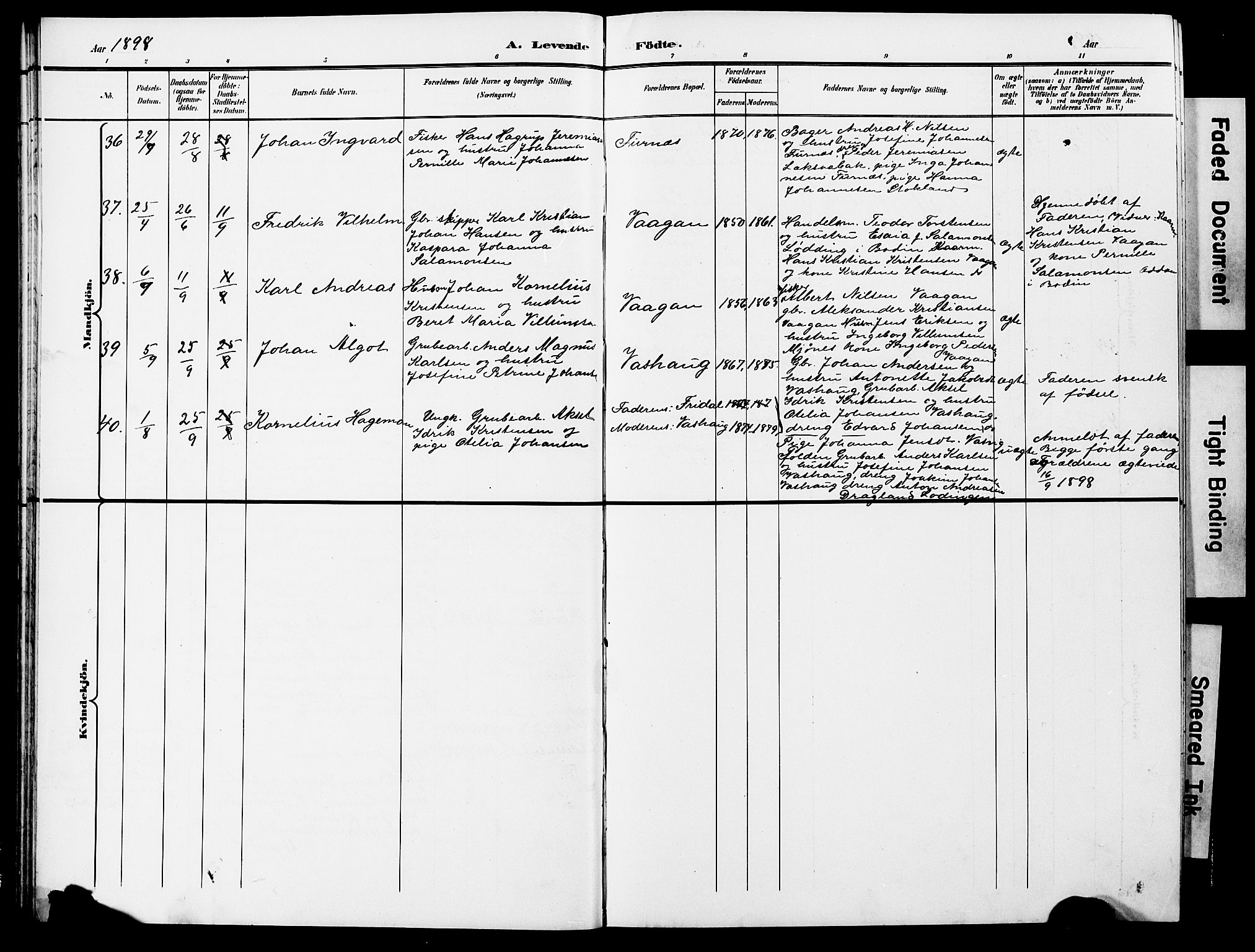 Ministerialprotokoller, klokkerbøker og fødselsregistre - Nordland, AV/SAT-A-1459/852/L0755: Klokkerbok nr. 852C06, 1895-1902