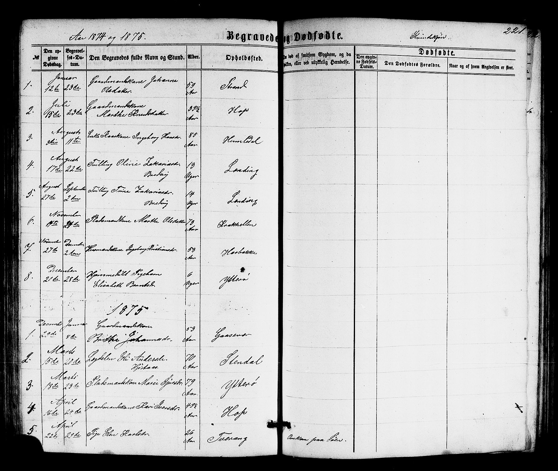 Solund sokneprestembete, AV/SAB-A-81401: Klokkerbok nr. A 1, 1860-1893, s. 221