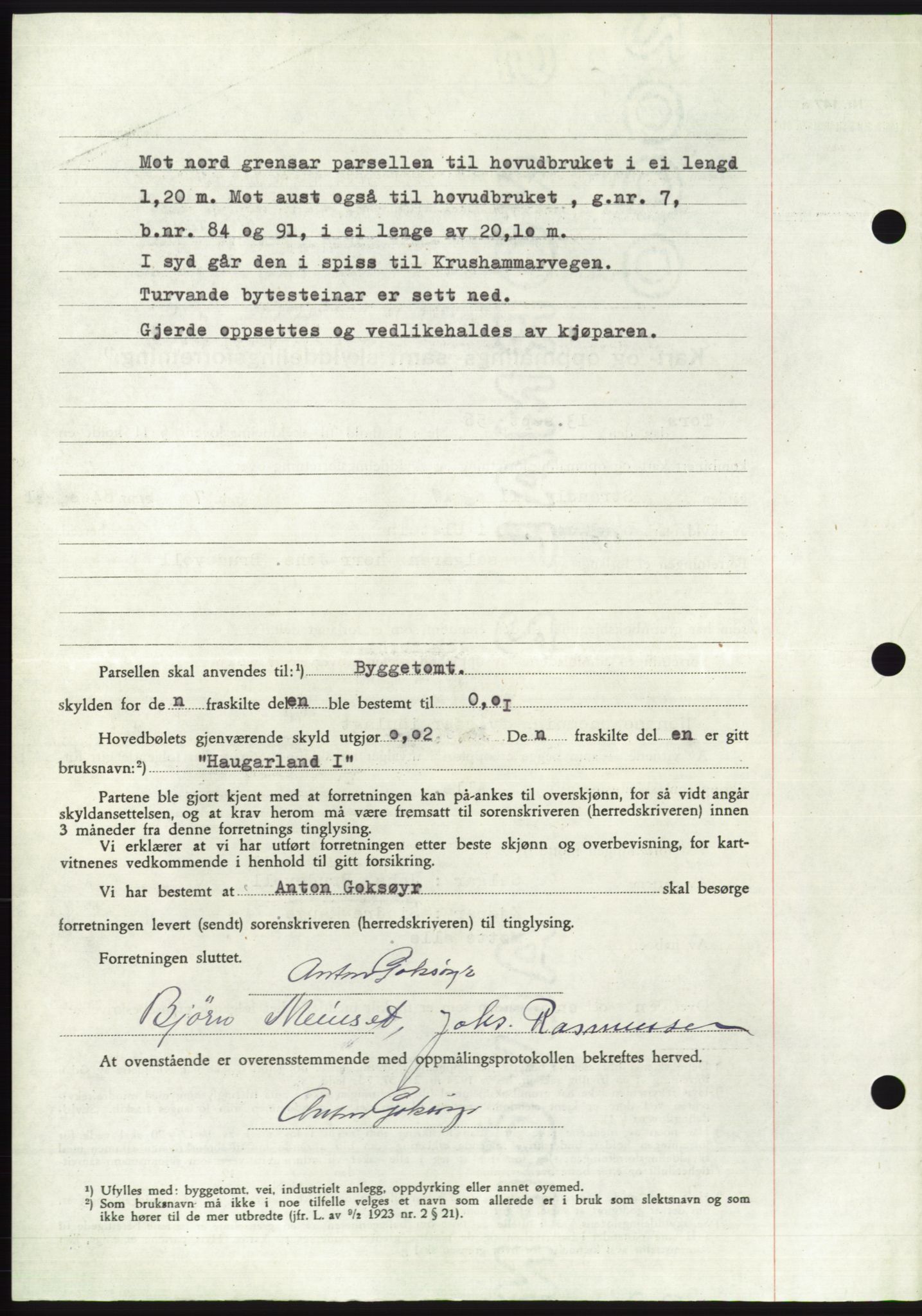 Søre Sunnmøre sorenskriveri, AV/SAT-A-4122/1/2/2C/L0104: Pantebok nr. 30A, 1956-1956, Dagboknr: 2057/1956