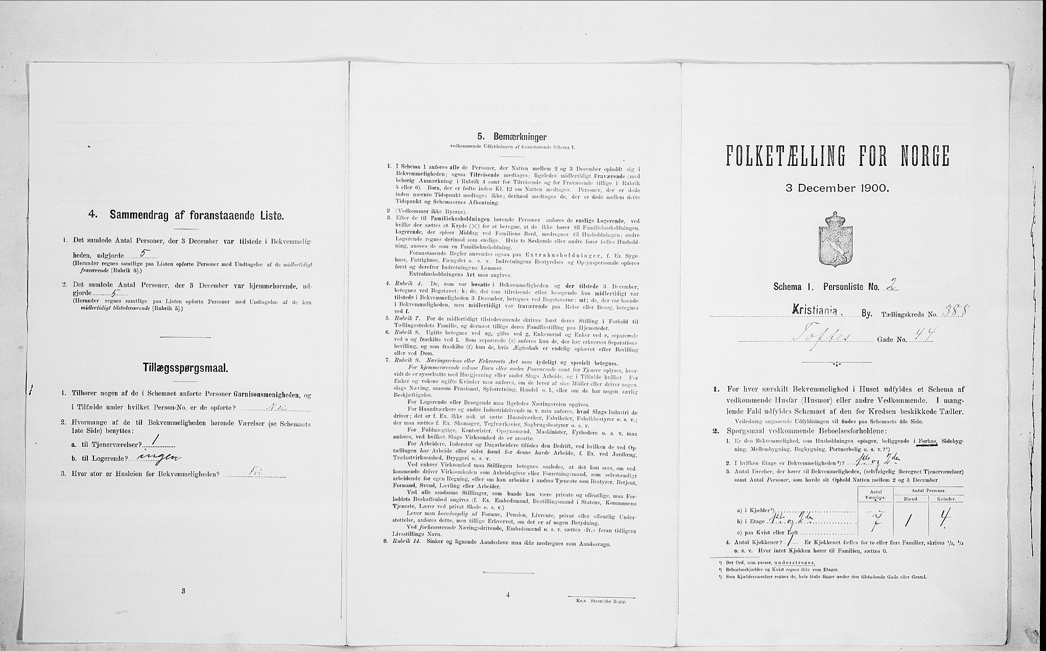 SAO, Folketelling 1900 for 0301 Kristiania kjøpstad, 1900, s. 101515