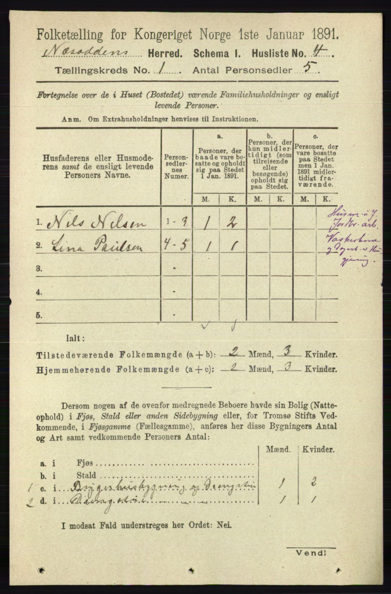 RA, Folketelling 1891 for 0216 Nesodden herred, 1891, s. 20