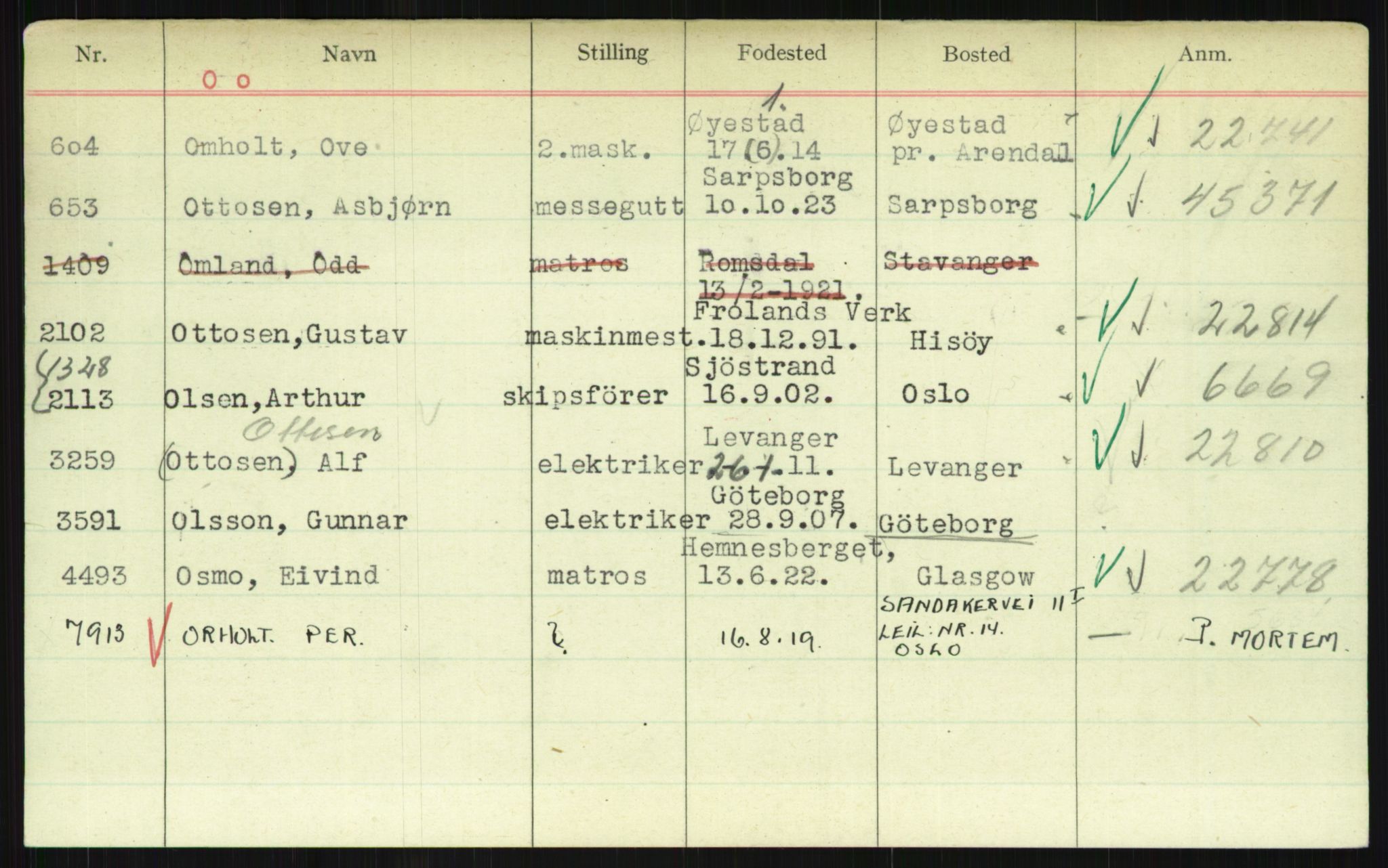 Direktoratet for sjømenn, AV/RA-S-3545/G/Gi/L0003: Kartotek over krigsdekorasjoner tildelt under krigen til nordmenn, 1940-1945, s. 563