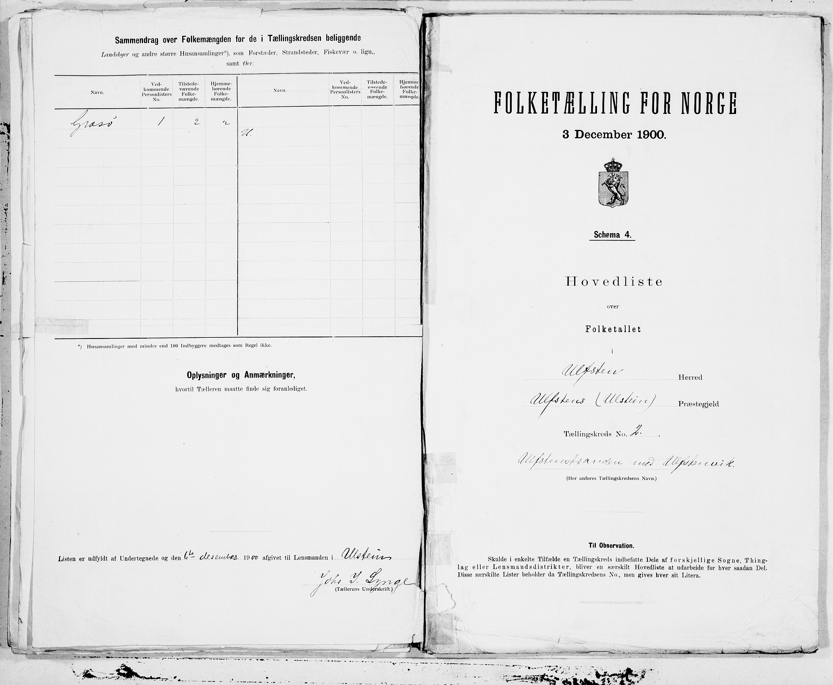 SAT, Folketelling 1900 for 1516 Ulstein herred, 1900, s. 4