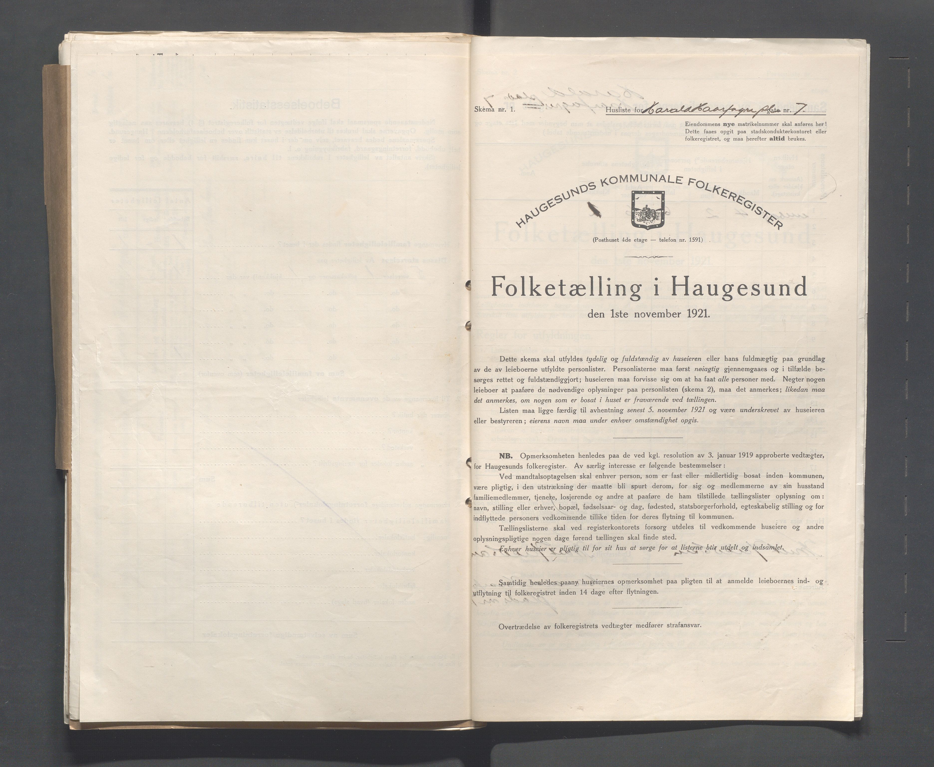 IKAR, Kommunal folketelling 1.11.1921 for Haugesund, 1921, s. 1234