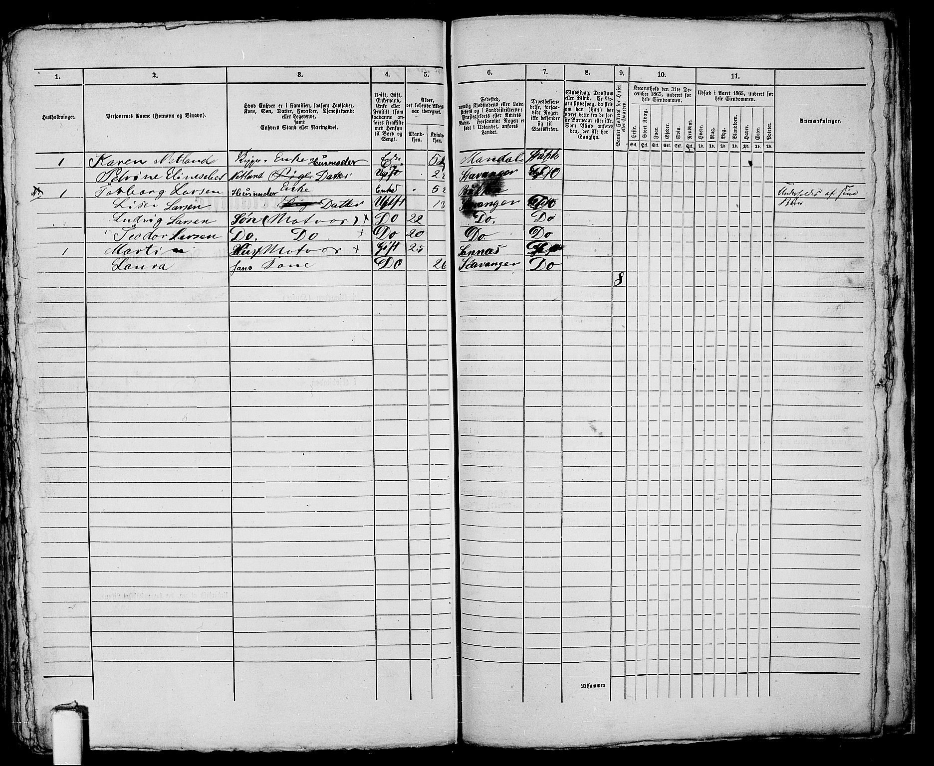 RA, Folketelling 1865 for 1103 Stavanger kjøpstad, 1865, s. 503