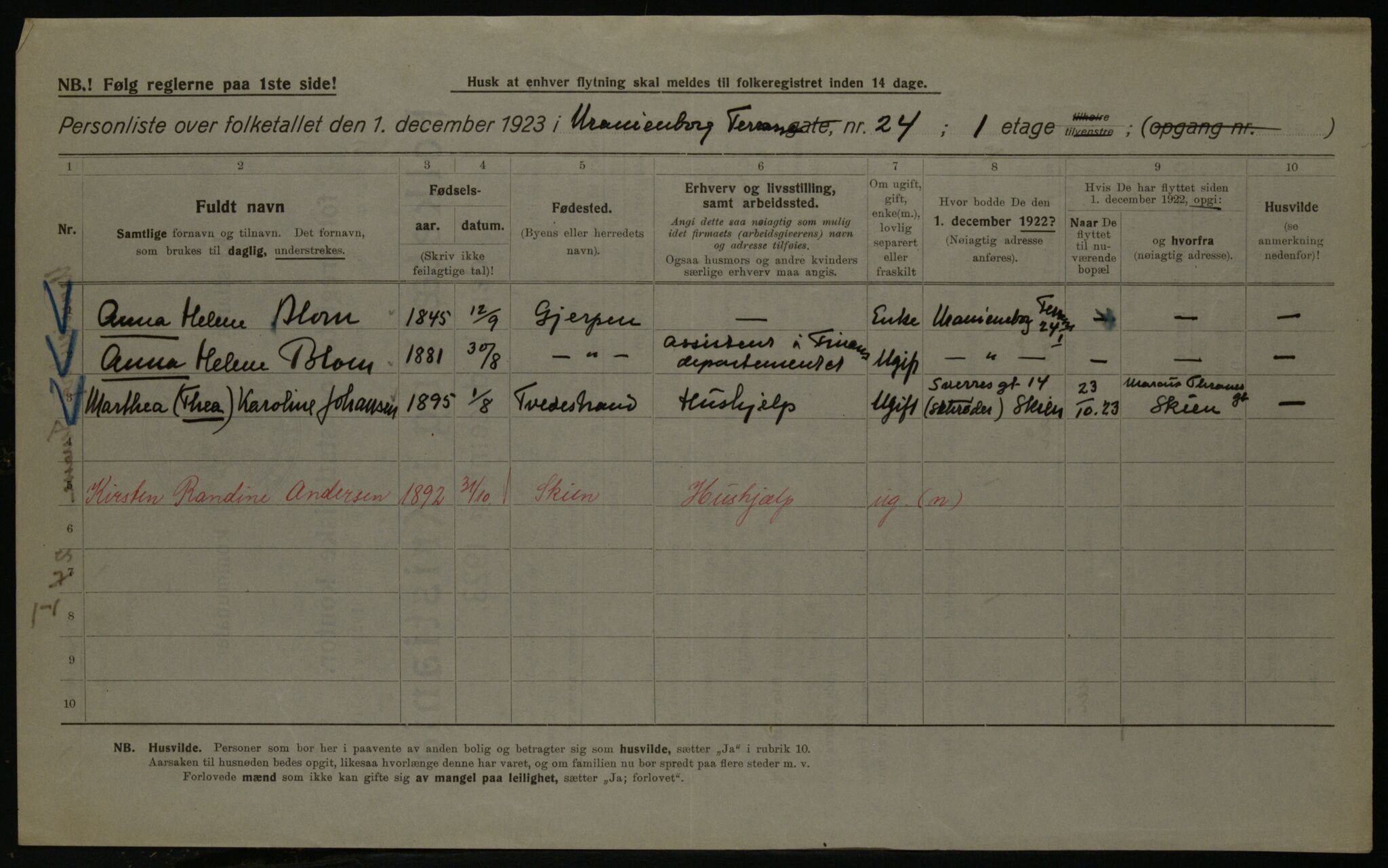 OBA, Kommunal folketelling 1.12.1923 for Kristiania, 1923, s. 133038