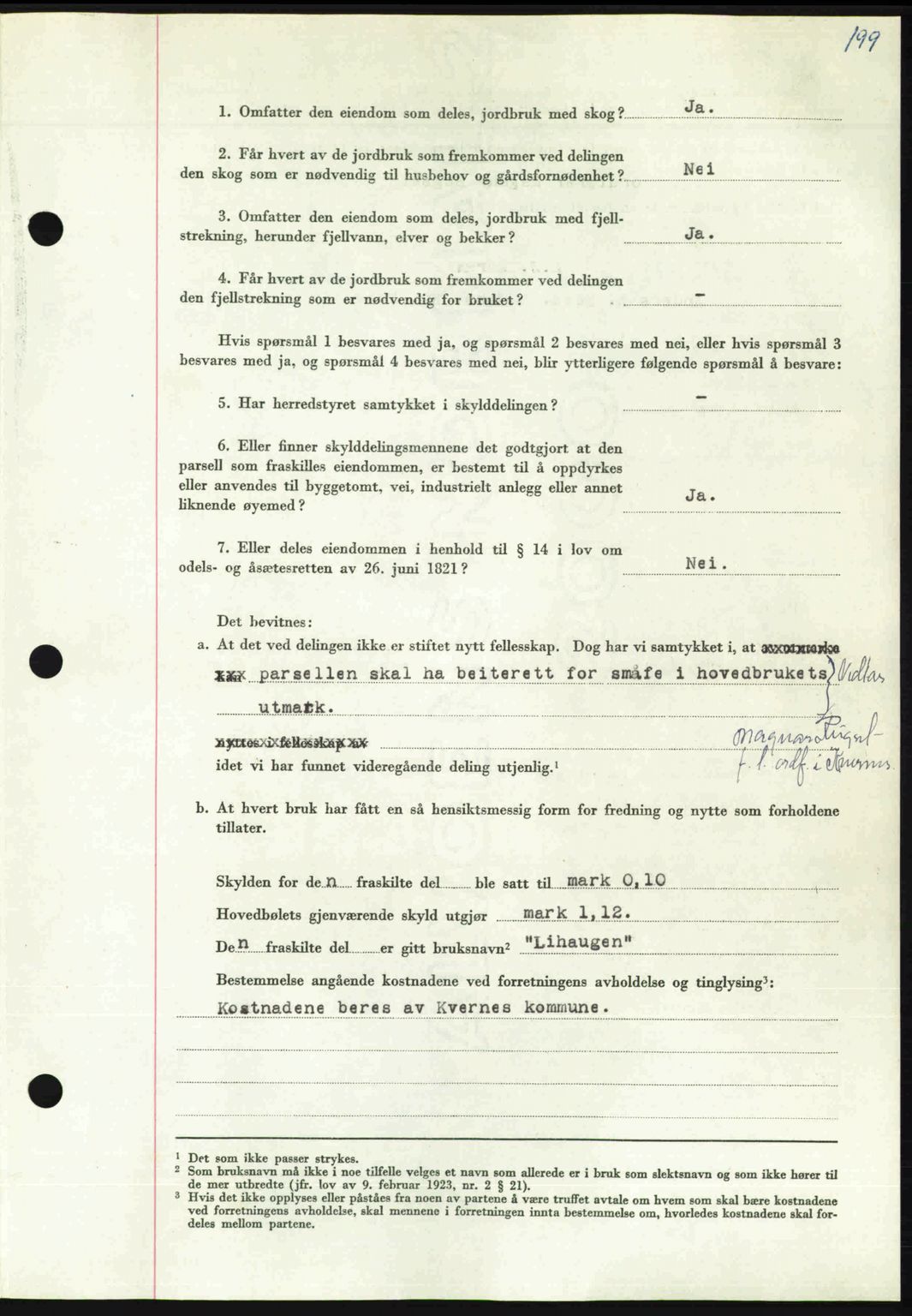 Nordmøre sorenskriveri, AV/SAT-A-4132/1/2/2Ca: Pantebok nr. A113, 1949-1950, Dagboknr: 3351/1949