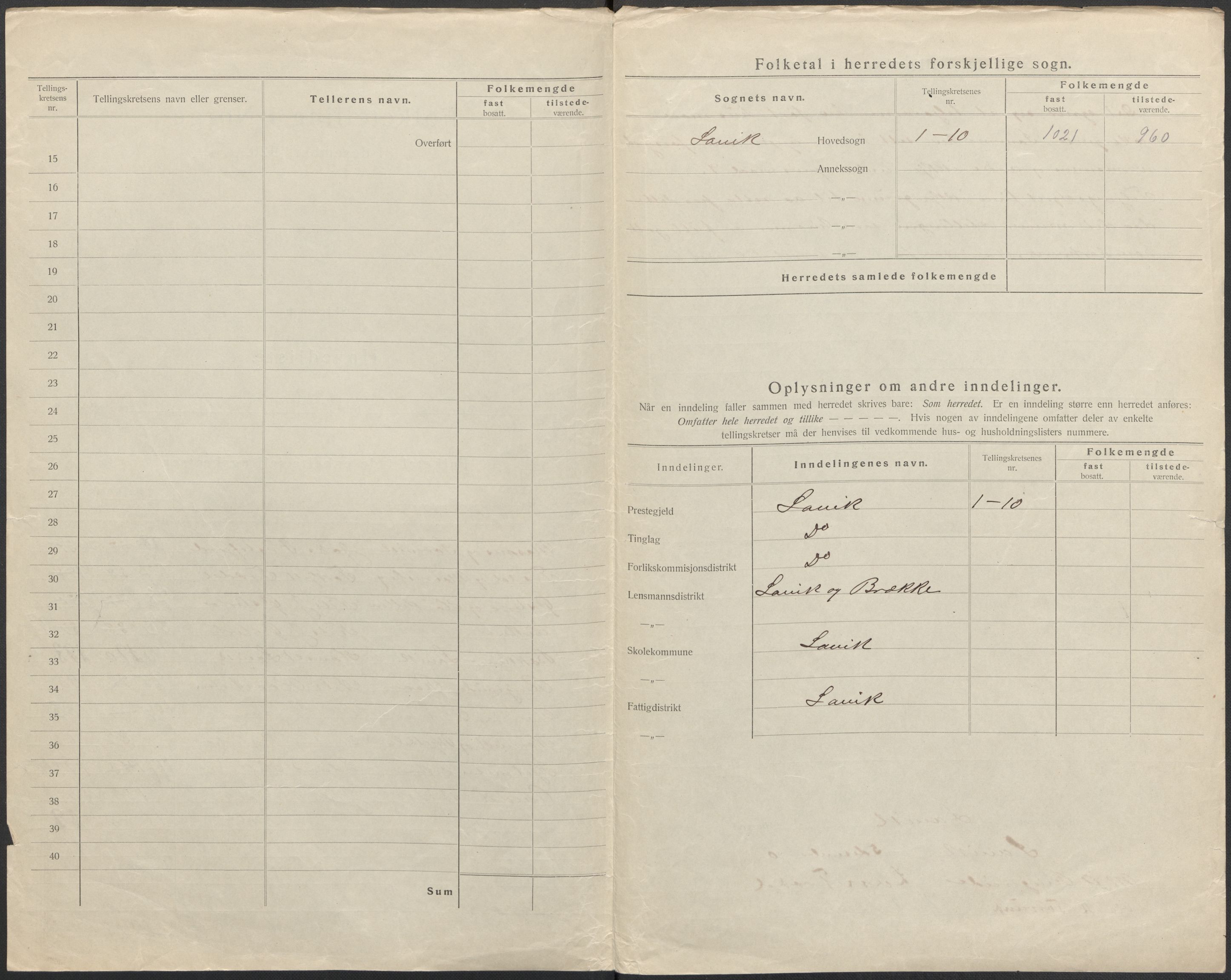 SAB, Folketelling 1920 for 1415 Lavik herred, 1920, s. 8